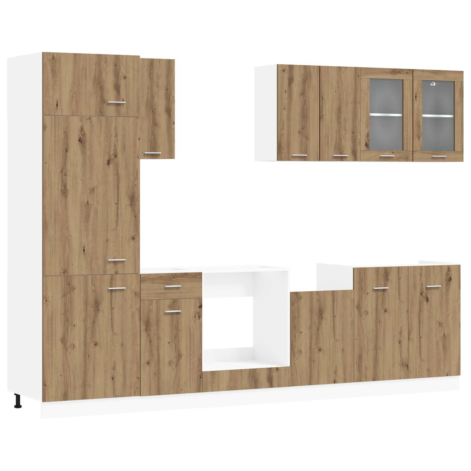 Keuken Eenheid Lyon 8 pcs Artisanaal eiken Bewerkt hout is nu te koop bij PeponiXL, paradijselijk wonen!