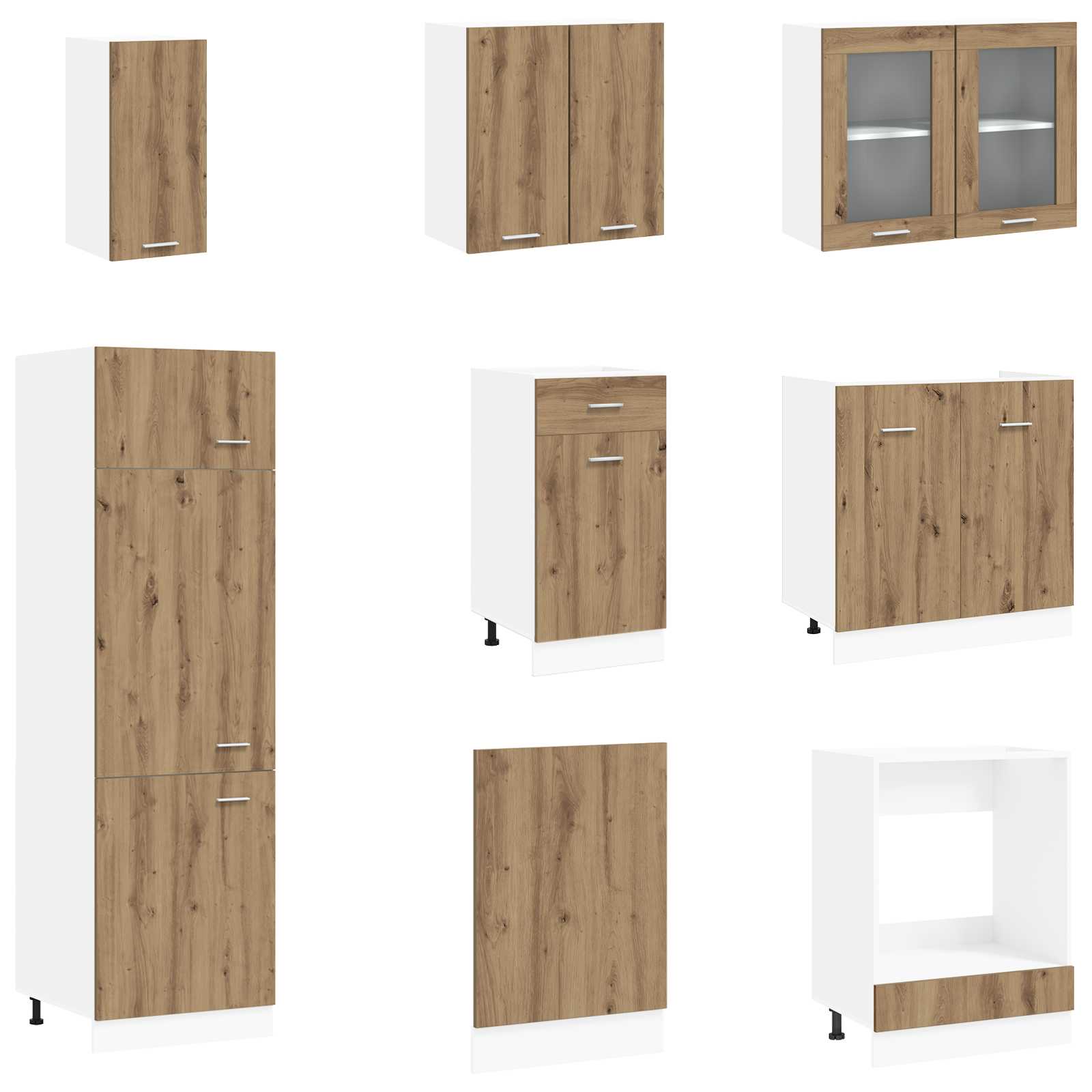 Keuken Eenheid Lyon 8 pcs Artisanaal eiken Bewerkt hout is nu te koop bij PeponiXL, paradijselijk wonen!