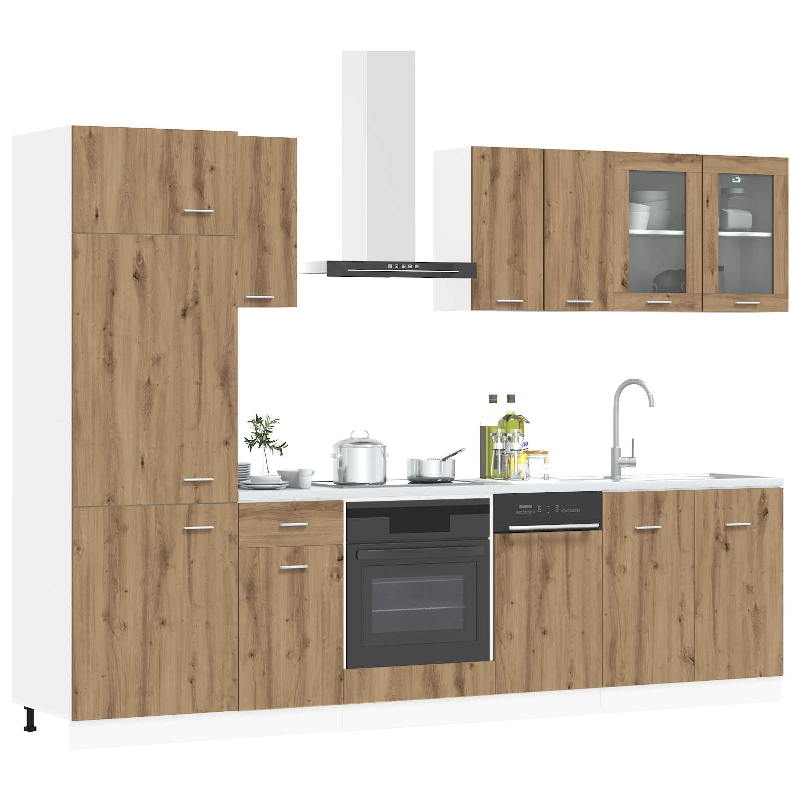 Keuken Eenheid Lyon 8 pcs Artisanaal eiken Bewerkt hout is nu te koop bij PeponiXL, paradijselijk wonen!