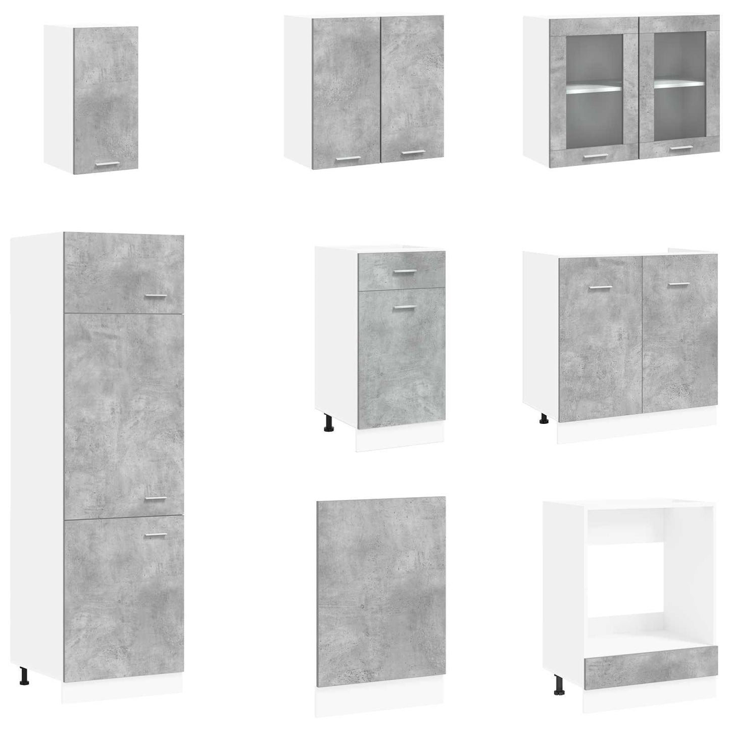 Keuken Eenheid Lyon 8 pcs Betongrijs Bewerkt hout is nu te koop bij PeponiXL, paradijselijk wonen!