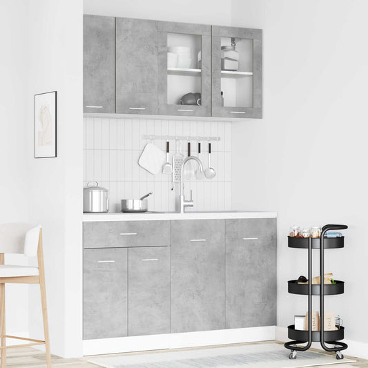 Keuken Eenheid Lyon 4 pcs Betongrijs Bewerkt hout is nu te koop bij PeponiXL, paradijselijk wonen!