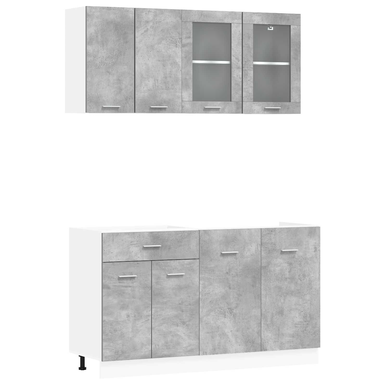 Keuken Eenheid Lyon 4 pcs Betongrijs Bewerkt hout is nu te koop bij PeponiXL, paradijselijk wonen!