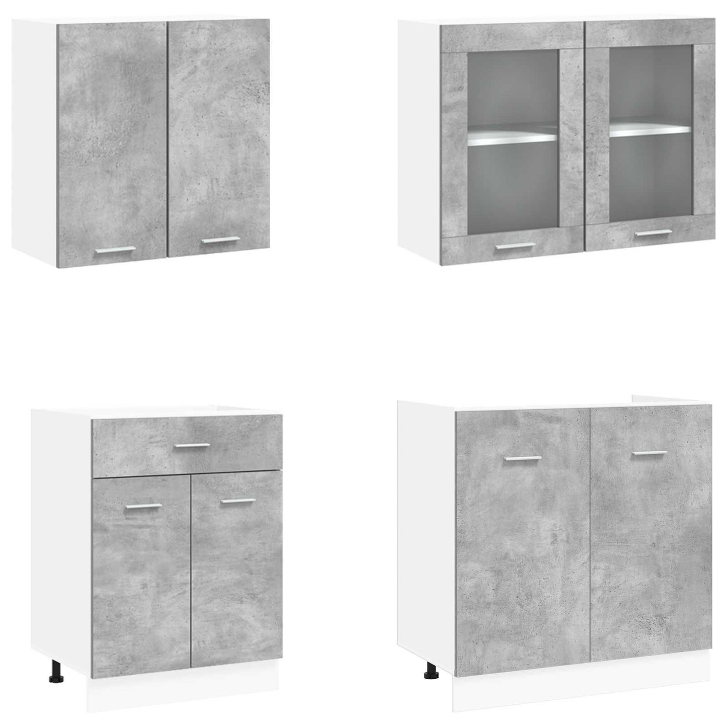 Keuken Eenheid Lyon 4 pcs Betongrijs Bewerkt hout is nu te koop bij PeponiXL, paradijselijk wonen!