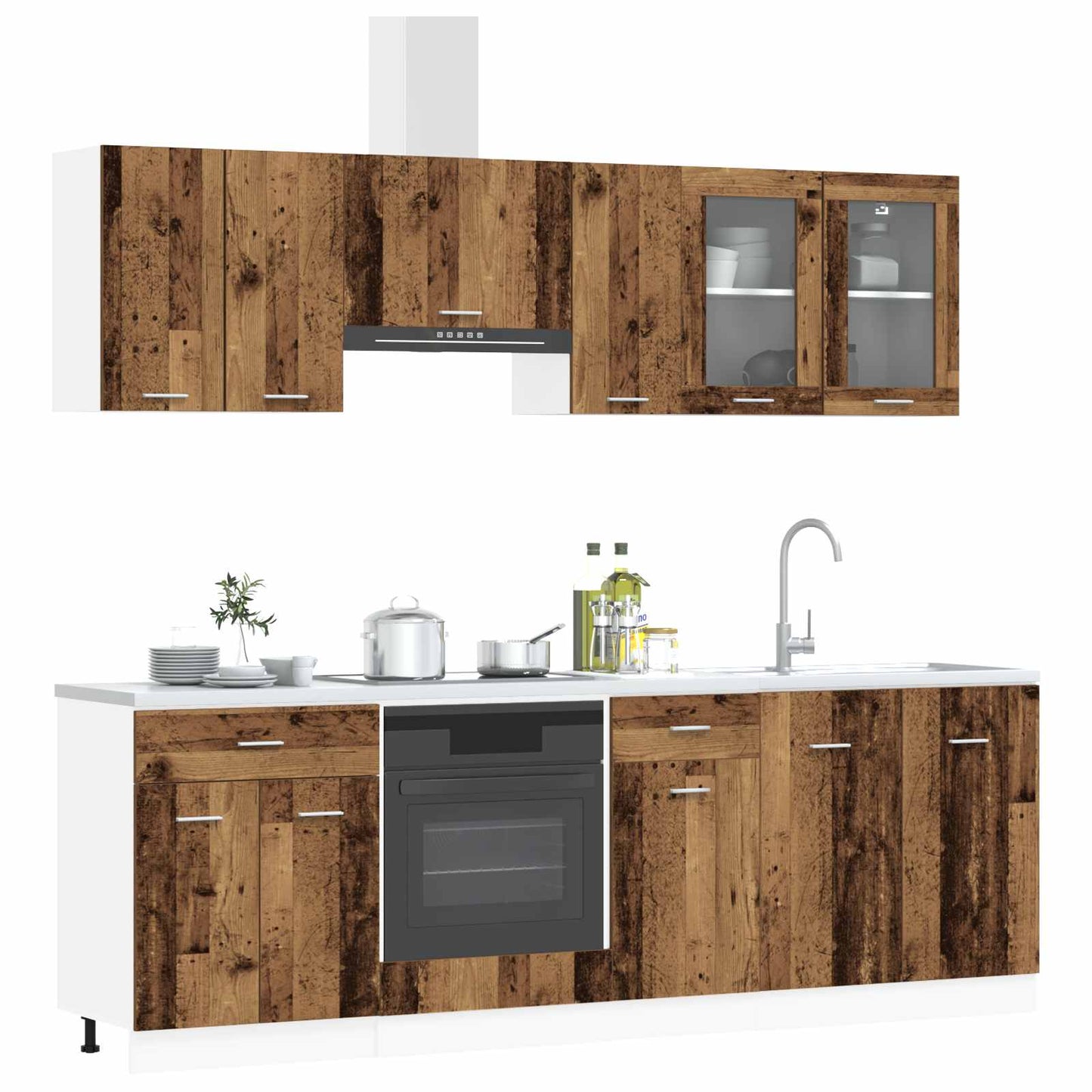 Keuken Eenheid Lyon 8 pcs Bewerkt hout is nu te koop bij PeponiXL, paradijselijk wonen!