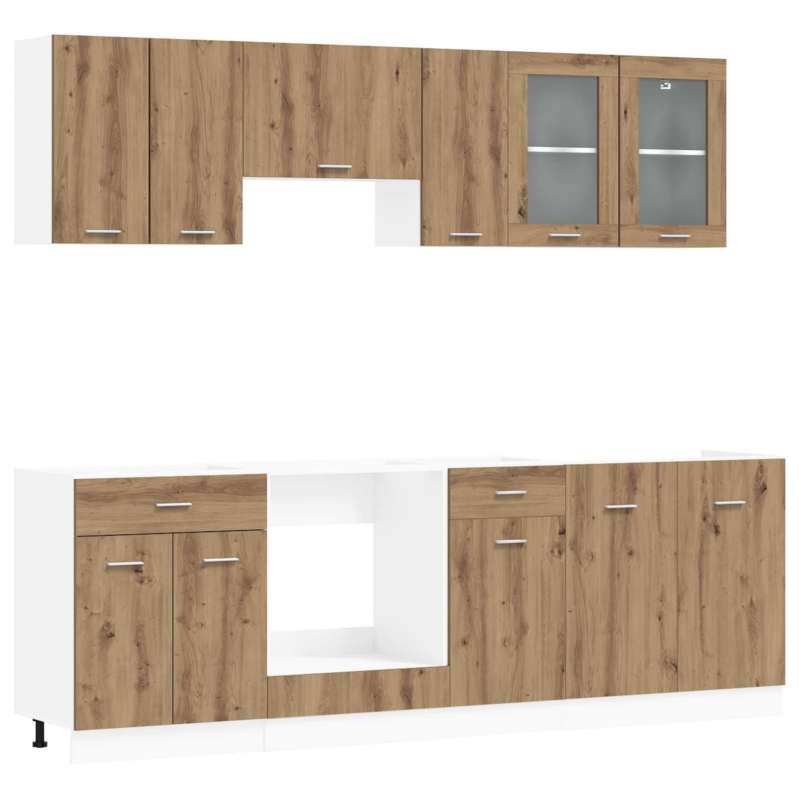 Keuken Eenheid Lyon 8 pcs Bewerkt hout is nu te koop bij PeponiXL, paradijselijk wonen!