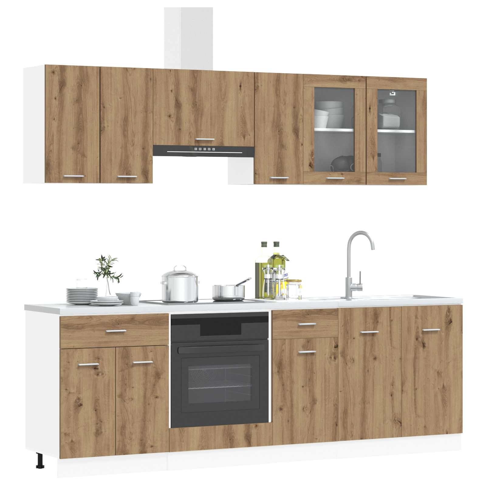Keuken Eenheid Lyon 8 pcs Bewerkt hout is nu te koop bij PeponiXL, paradijselijk wonen!