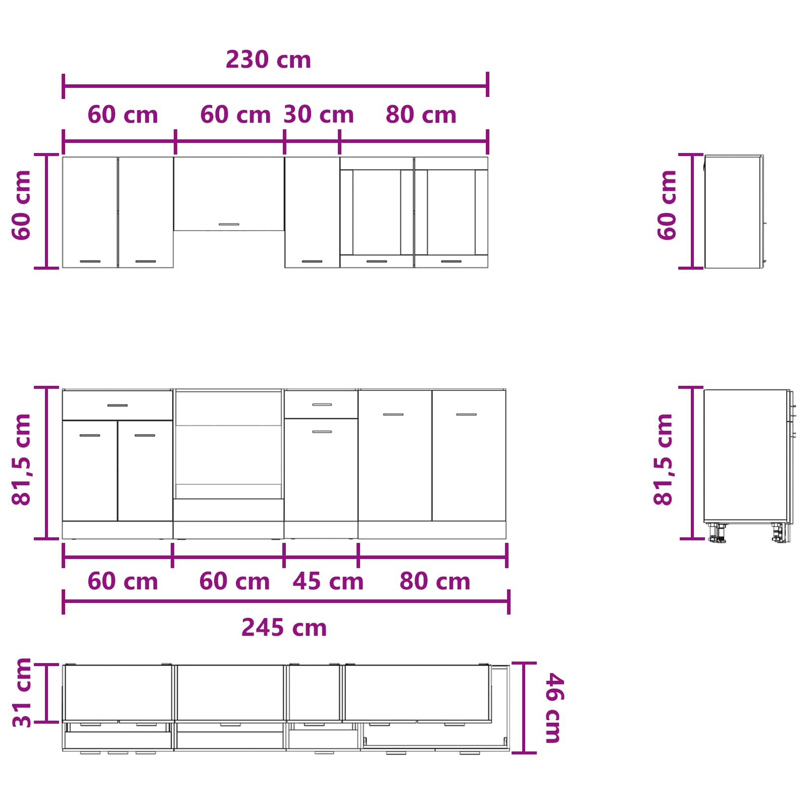 Keuken Eenheid Lyon 8 pcs Bewerkt hout is nu te koop bij PeponiXL, paradijselijk wonen!