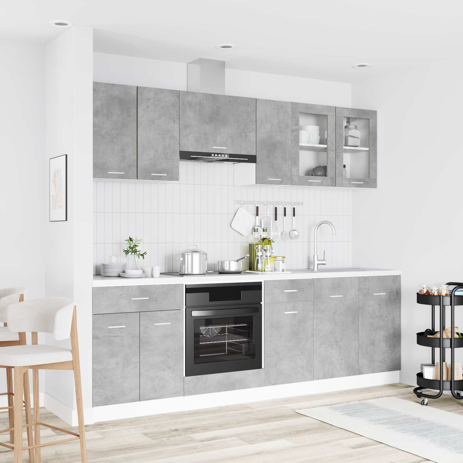 Keuken Eenheid Lyon 8 pcs Bewerkt hout is nu te koop bij PeponiXL, paradijselijk wonen!