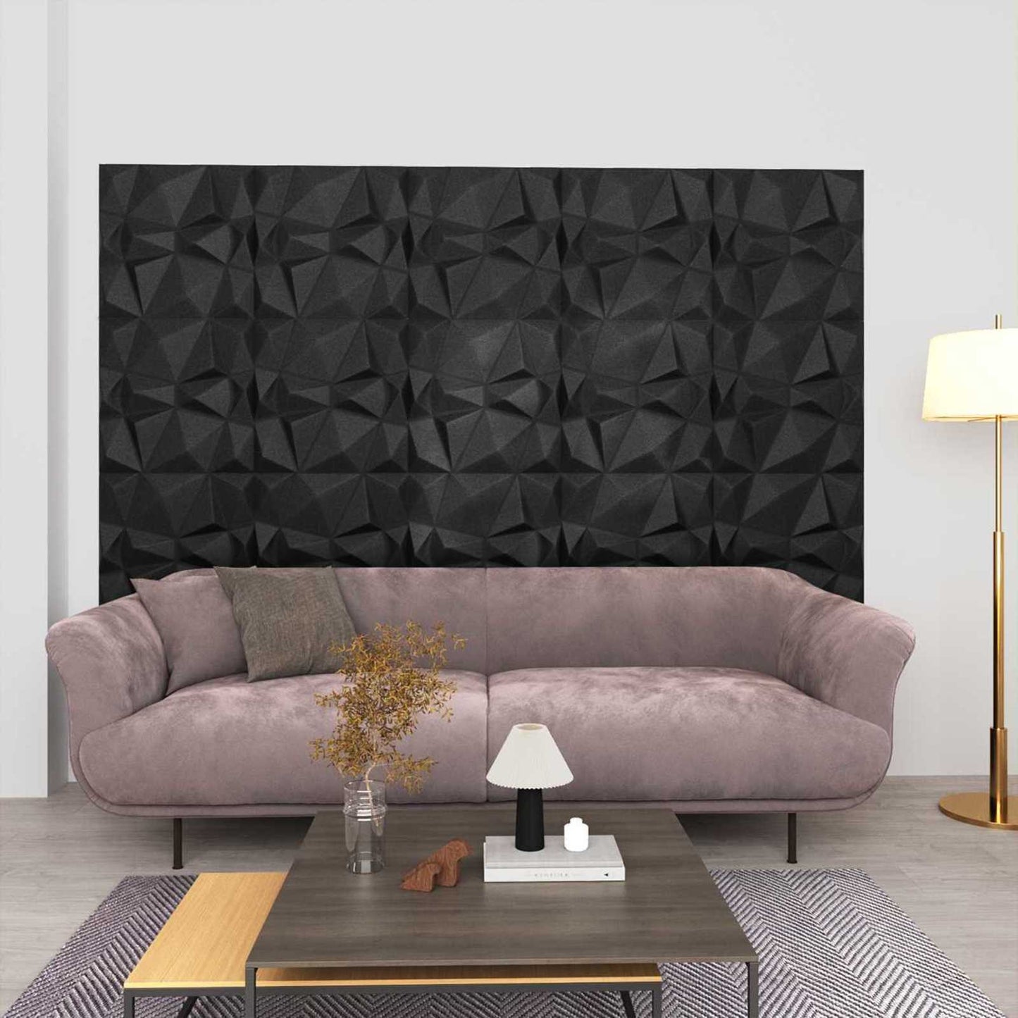 Wandpanelen 48 pcs Diamant Zwart 50 x 50 cm XPS Schuim is nu te koop bij PeponiXL, paradijselijk wonen!