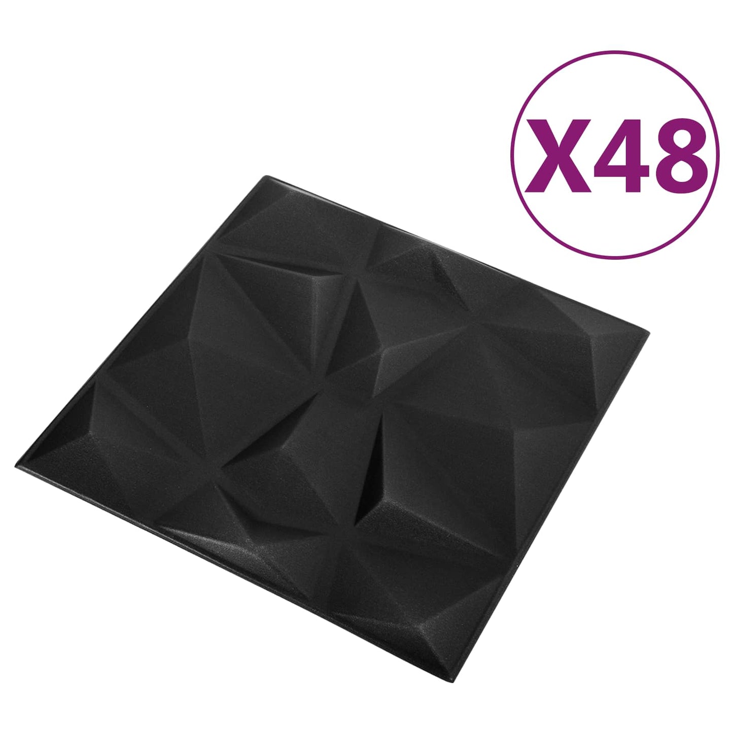 Wandpanelen 48 pcs Diamant Zwart 50 x 50 cm XPS Schuim is nu te koop bij PeponiXL, paradijselijk wonen!