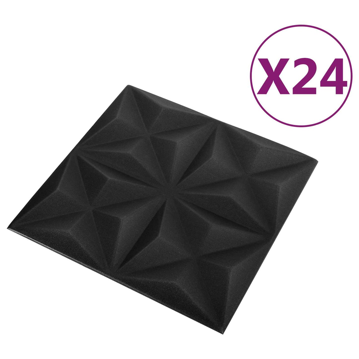 Wandpanelen 24 pcs Origami Zwart 50 x 50 cm XPS Schuim is nu te koop bij PeponiXL, paradijselijk wonen!