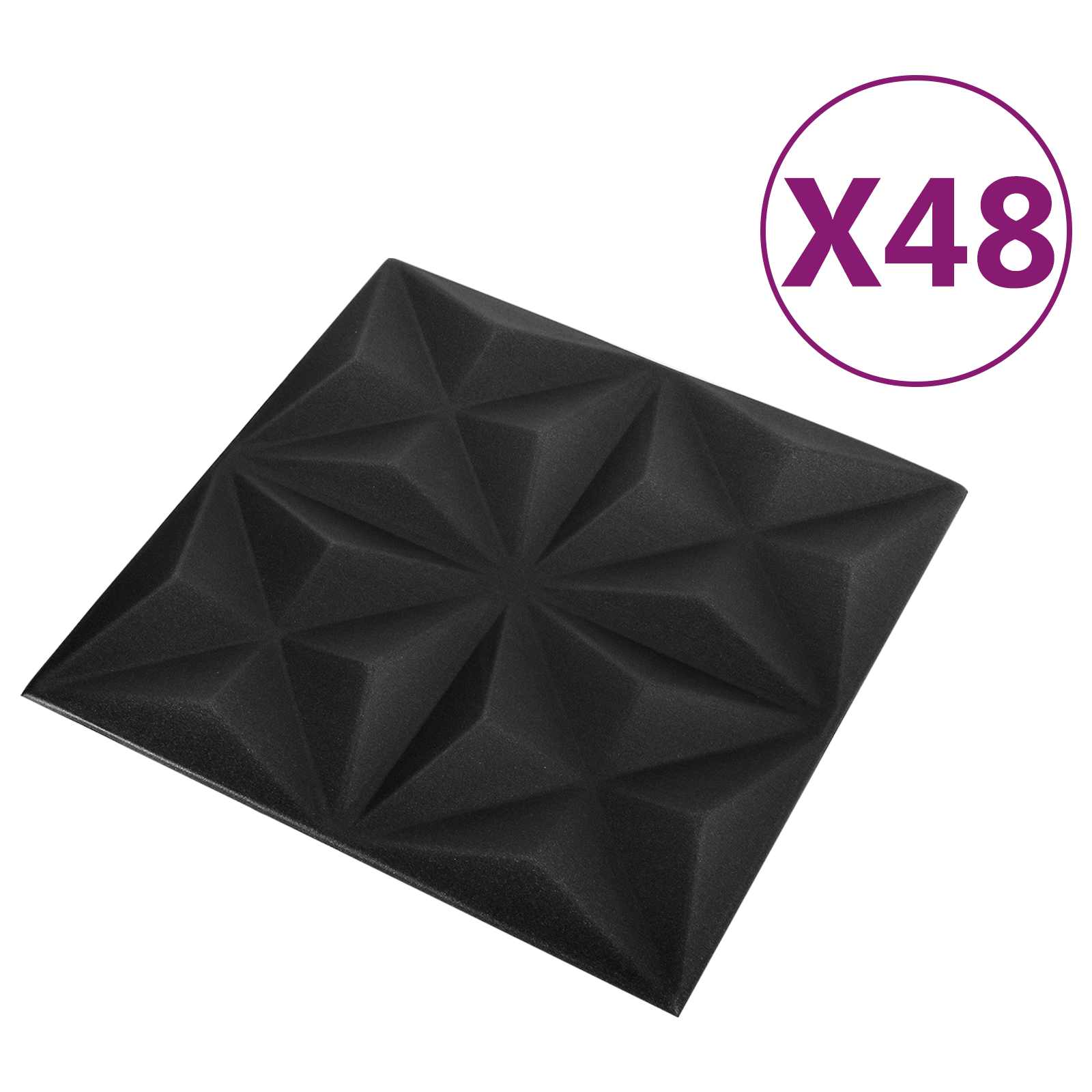 Wandpanelen 48 pcs Origami Zwart 50 x 50 cm XPS Schuim is nu te koop bij PeponiXL, paradijselijk wonen!