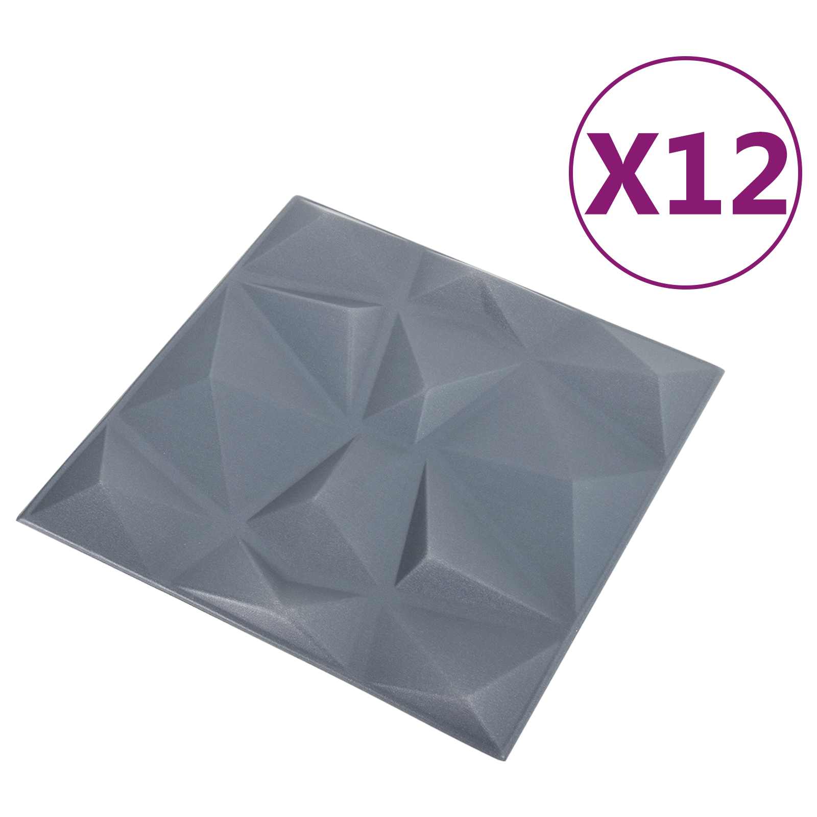 Wandpanelen 12 pcs Diamant Grijs 50 x 50 cm XPS Schuim is nu te koop bij PeponiXL, paradijselijk wonen!