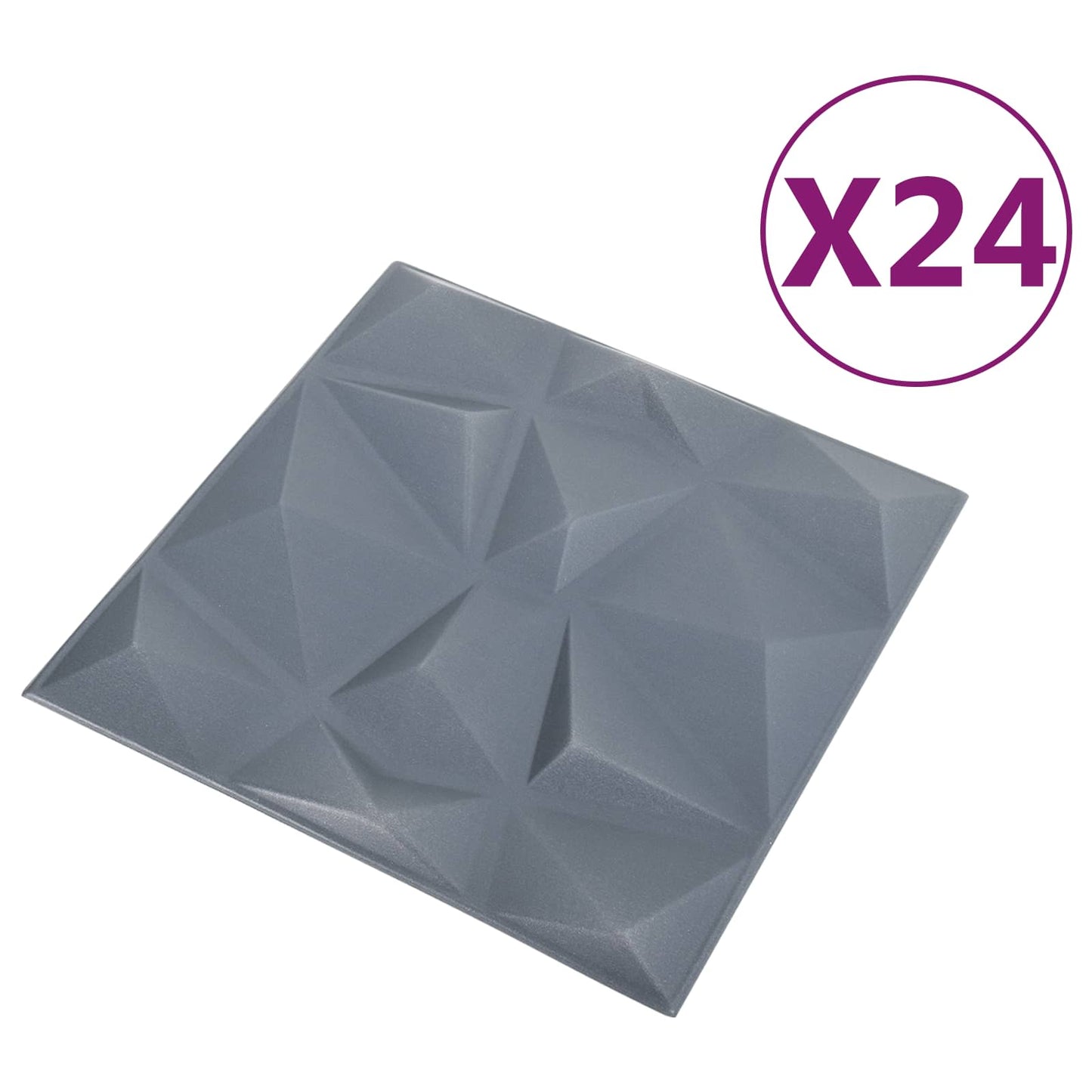 Wandpanelen 24 pcs Diamant Grijs 50 x 50 cm XPS Schuim is nu te koop bij PeponiXL, paradijselijk wonen!
