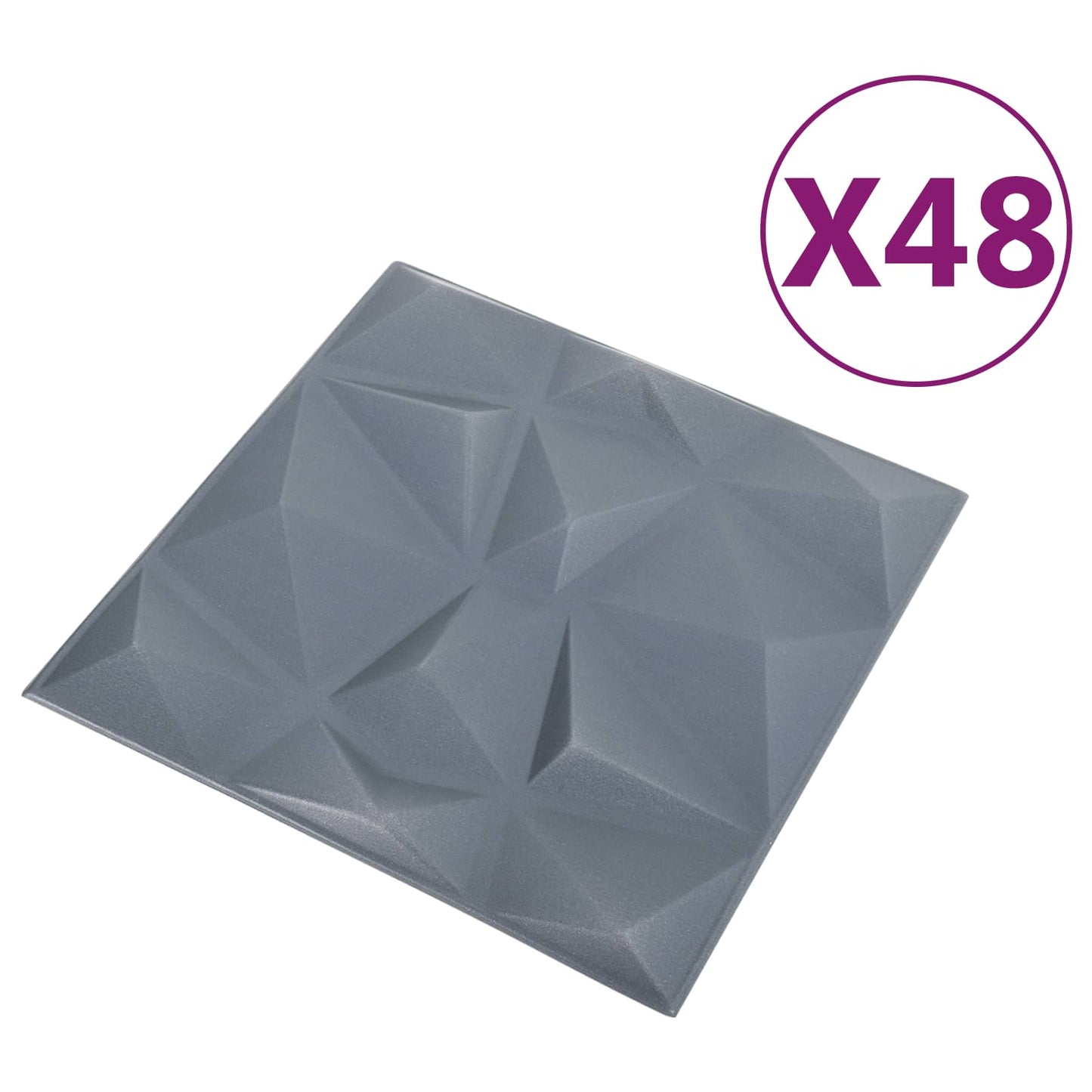 Wandpanelen 48 pcs Diamant Grijs 50 x 50 cm XPS Schuim is nu te koop bij PeponiXL, paradijselijk wonen!