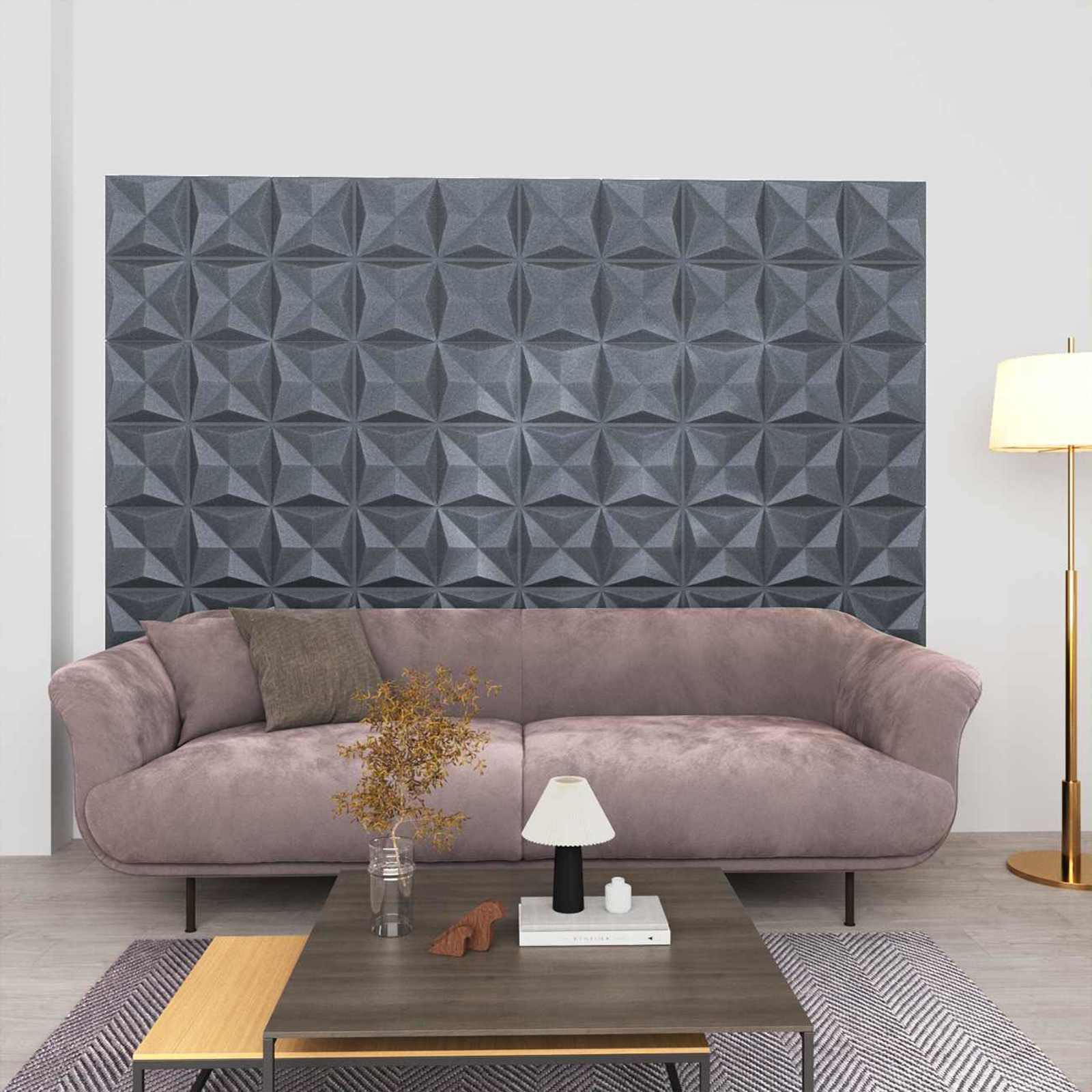 Wandpanelen 12 pcs Origami Grijs 50 x 50 cm XPS Schuim is nu te koop bij PeponiXL, paradijselijk wonen!