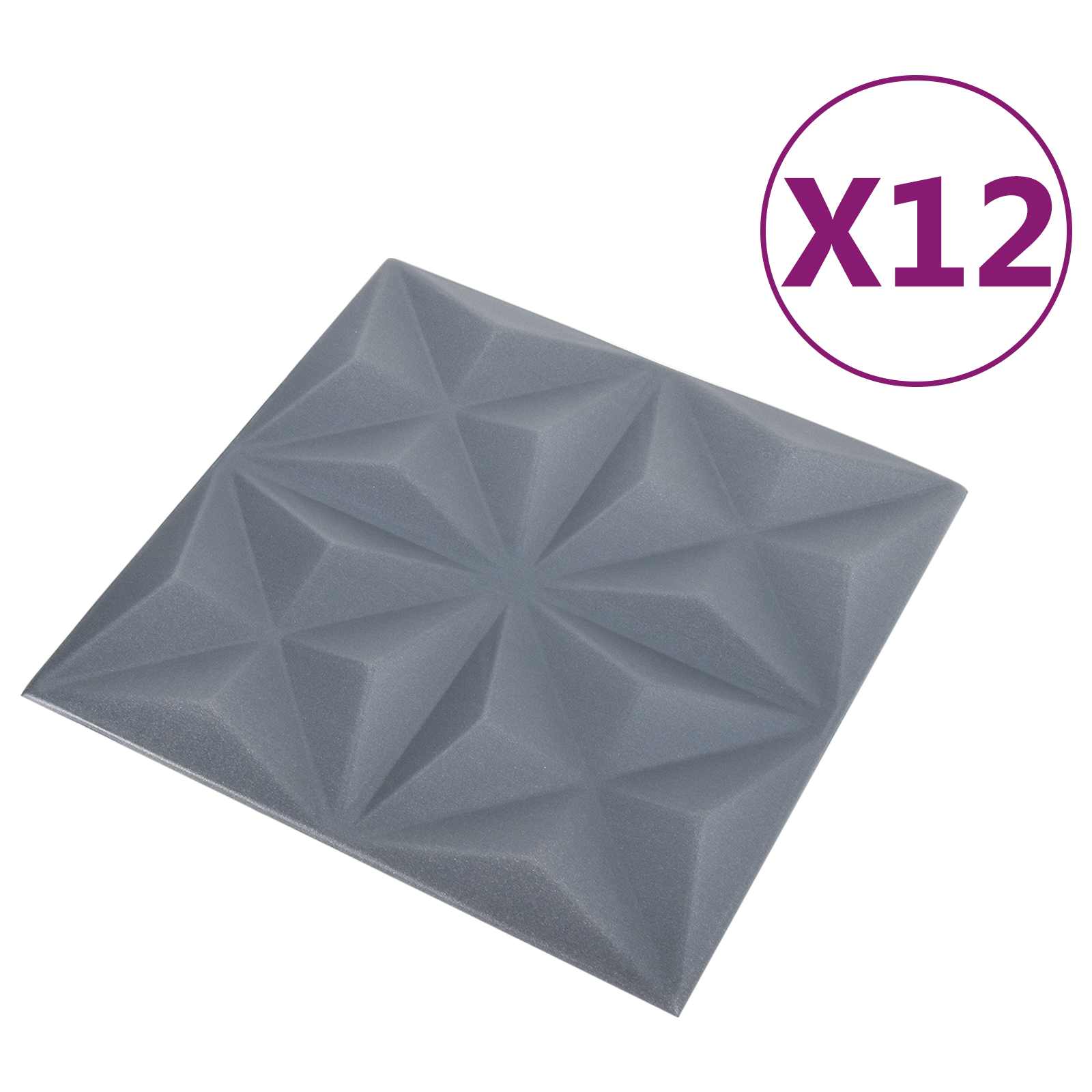 Wandpanelen 12 pcs Origami Grijs 50 x 50 cm XPS Schuim is nu te koop bij PeponiXL, paradijselijk wonen!