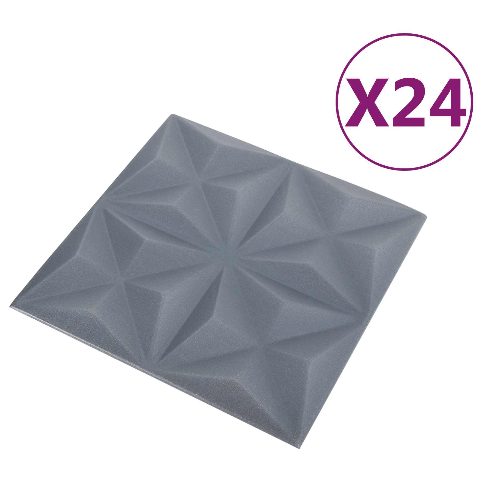 Wandpanelen 24 pcs Origami Grijs 50 x 50 cm XPS Schuim is nu te koop bij PeponiXL, paradijselijk wonen!