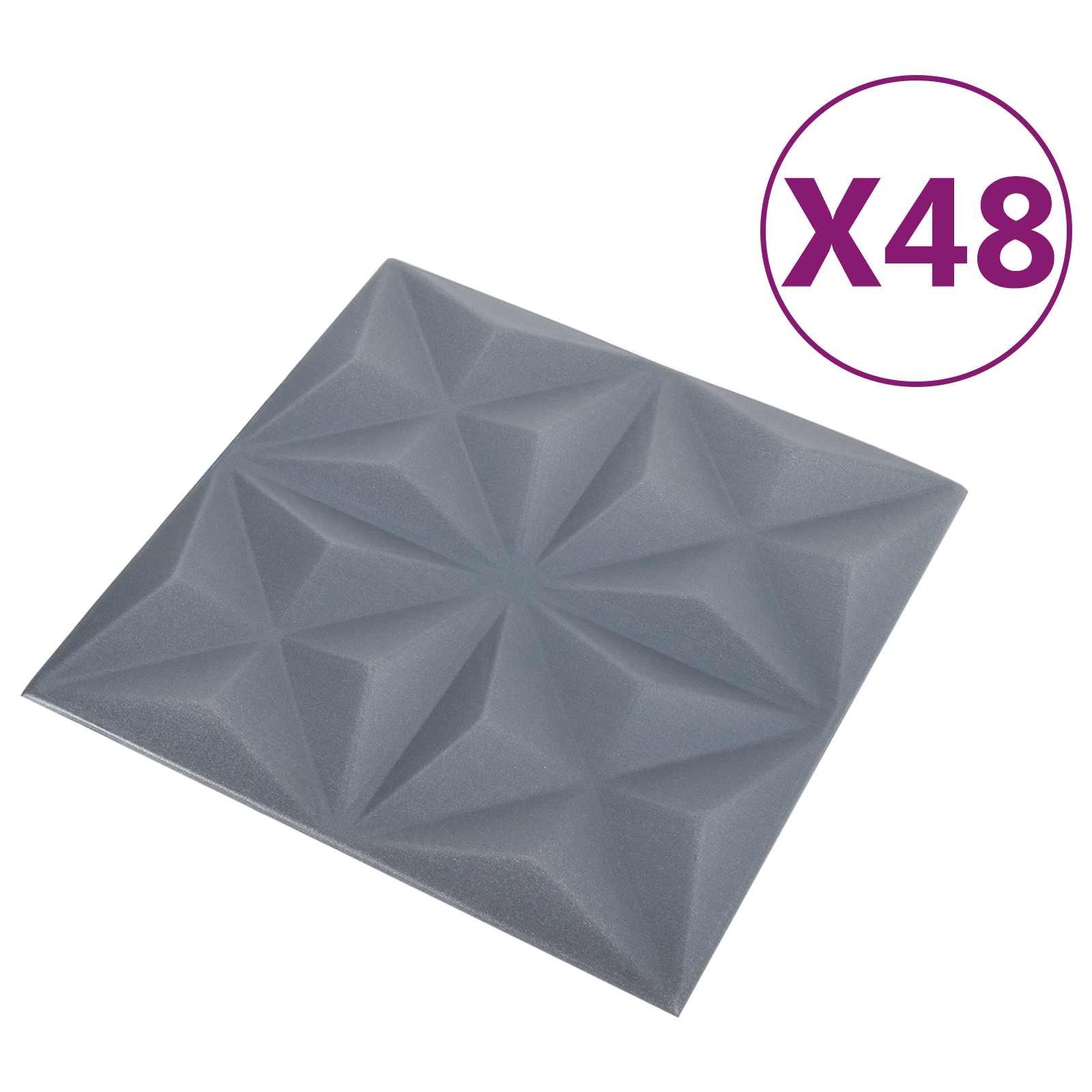 Wandpanelen 48 pcs Origami Grijs 50 x 50 cm XPS Schuim is nu te koop bij PeponiXL, paradijselijk wonen!