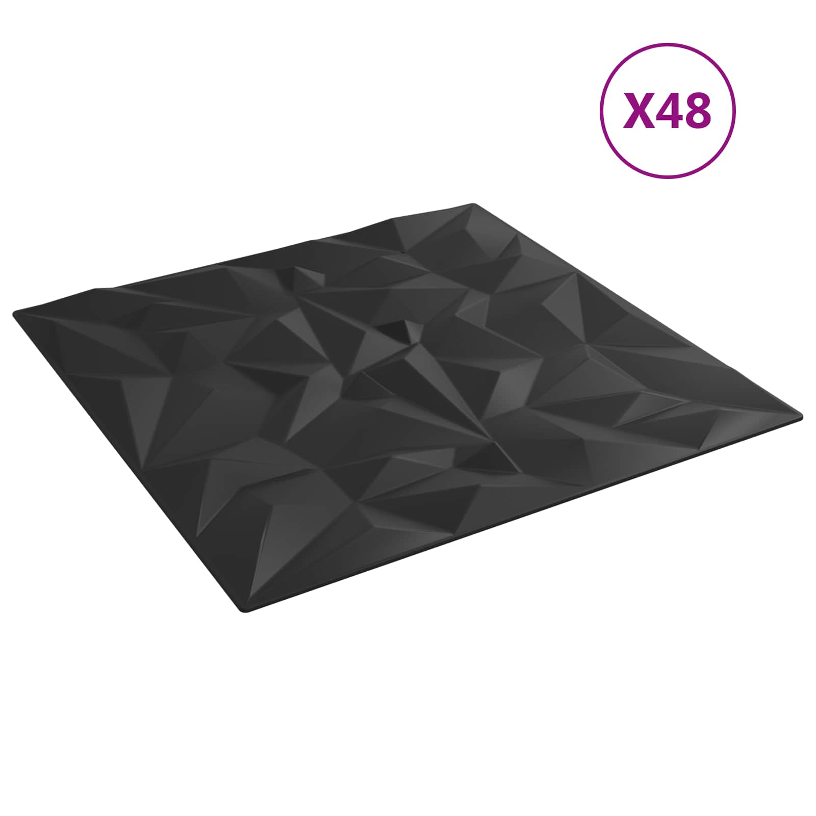 Wandpanelen 48 pcs Zwart 50 x 50 cm XPS Schuim is nu te koop bij PeponiXL, paradijselijk wonen!