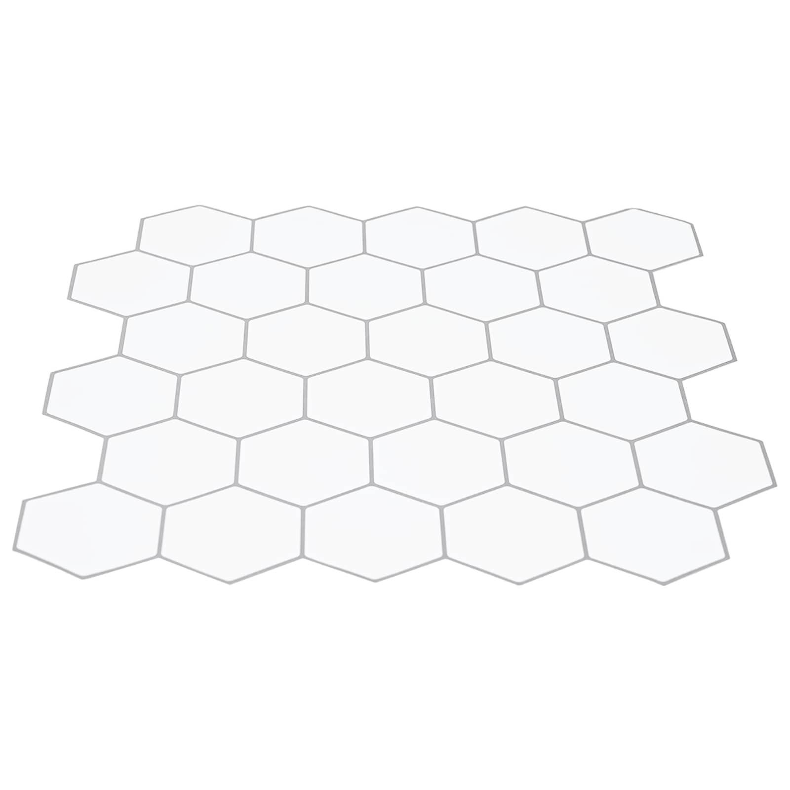 Hexagon tegel 10 pcs Wit Grijs 30 x 30 cm Polyurethaan en PET is nu te koop bij PeponiXL, paradijselijk wonen!