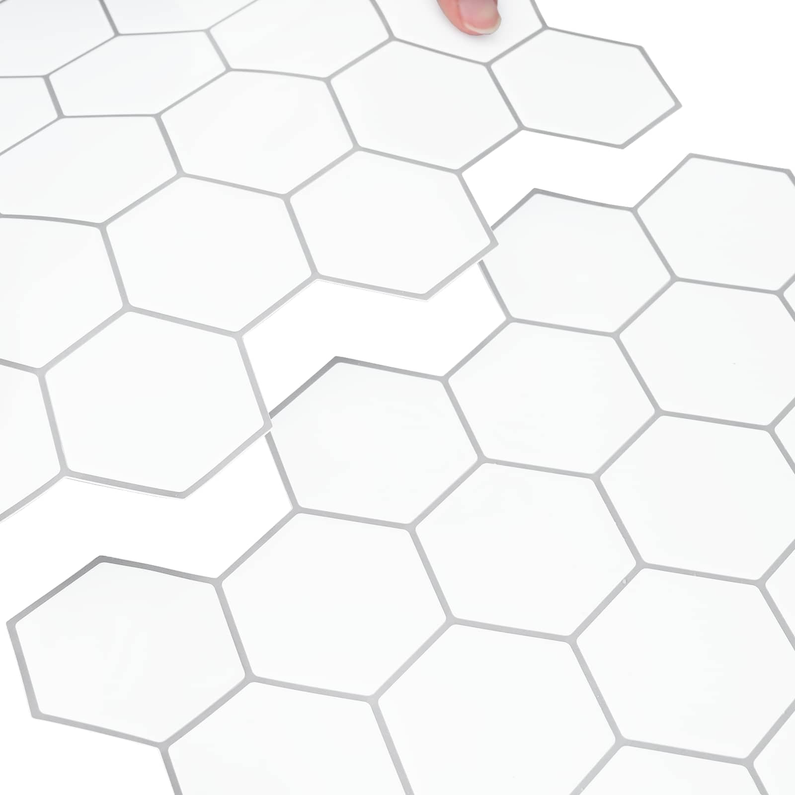 Hexagon tegel 20 pcs Wit Grijs 30 x 30 cm Polyurethaan en PET is nu te koop bij PeponiXL, paradijselijk wonen!