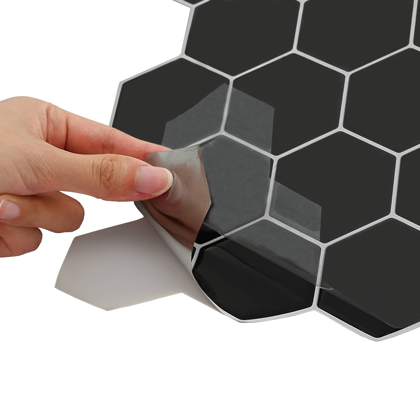 Hexagon tegel 50 pcs Zwart 30 x 30 cm Polyurethaan en PET is nu te koop bij PeponiXL, paradijselijk wonen!