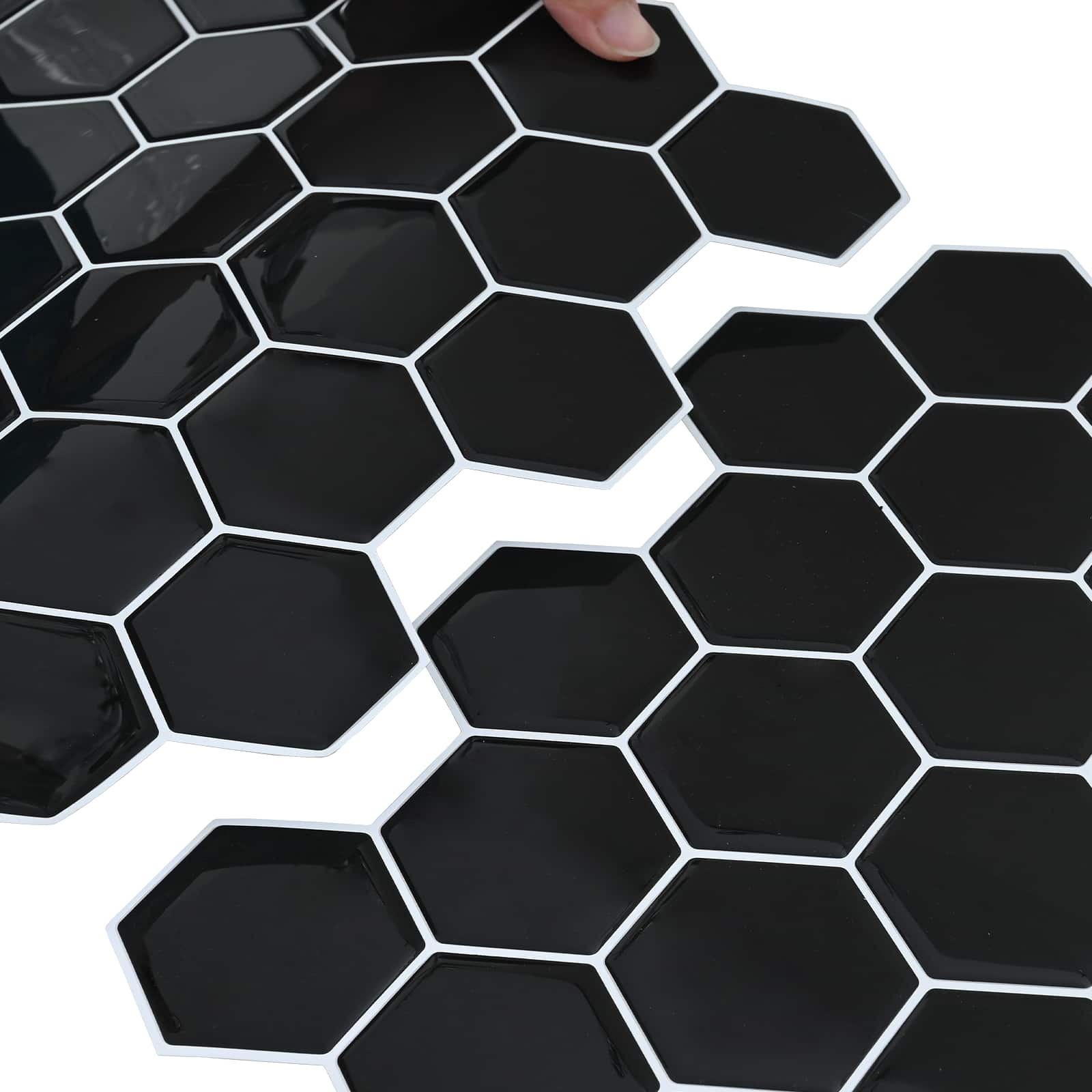 Hexagon tegel 50 pcs Zwart 30 x 30 cm Polyurethaan en PET is nu te koop bij PeponiXL, paradijselijk wonen!