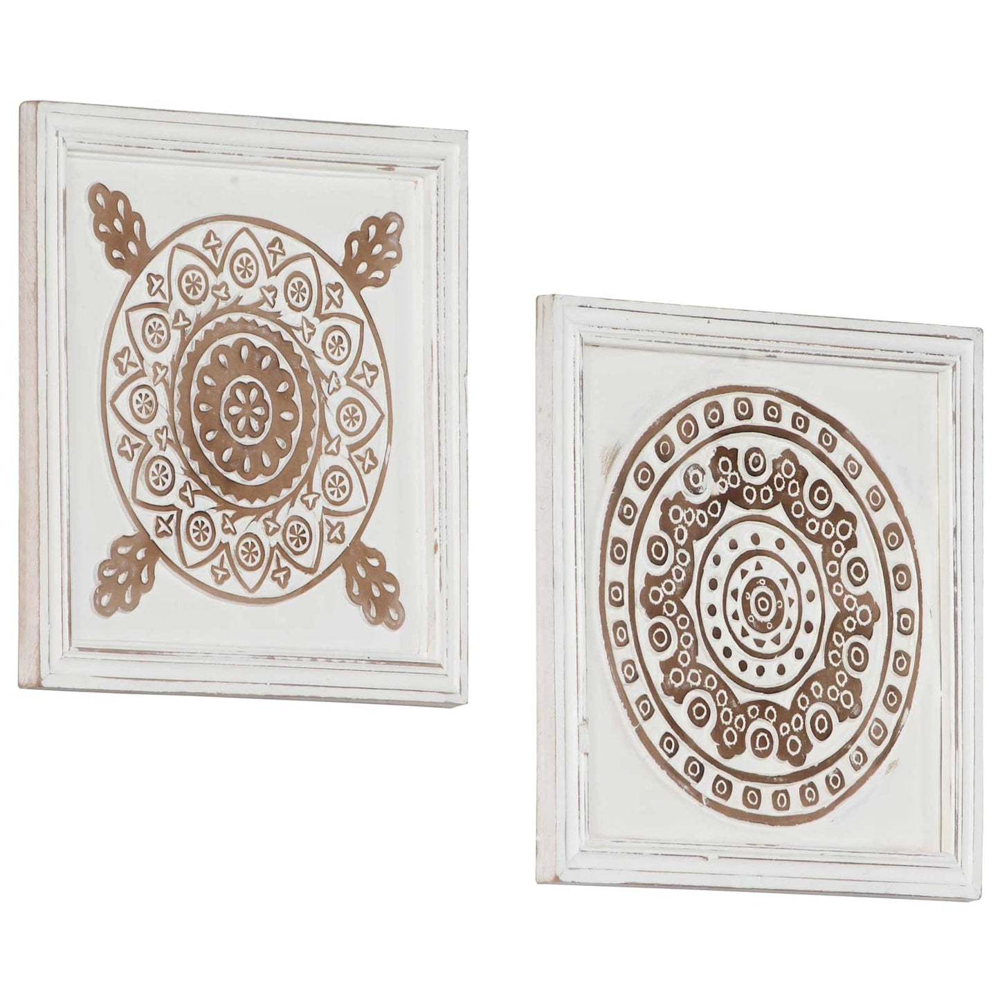 Kunst Decoratie 2 pcs Bruin en wit 40 x 40 x 1,5 cm is nu te koop bij PeponiXL, paradijselijk wonen!