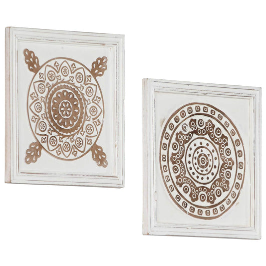 Kunst Decoratie 2 pcs Bruin en wit 40 x 40 x 1,5 cm is nu te koop bij PeponiXL, paradijselijk wonen!