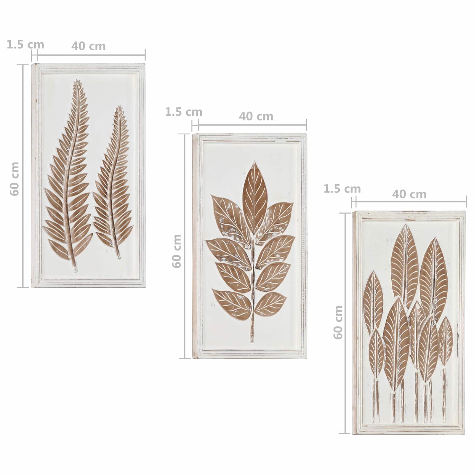 Kunst Decoratie 3 pcs Bruin en wit 40 x 40 x 1,5 cm is nu te koop bij PeponiXL, paradijselijk wonen!