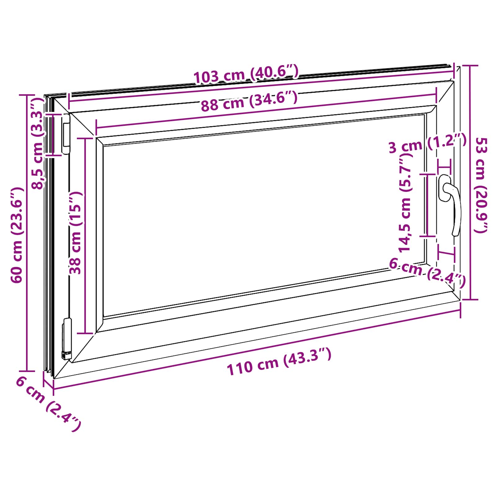 Kelderraam RISOR 110 x 60 cm PVC en glas Antracietkleurig is nu te koop bij PeponiXL, paradijselijk wonen!