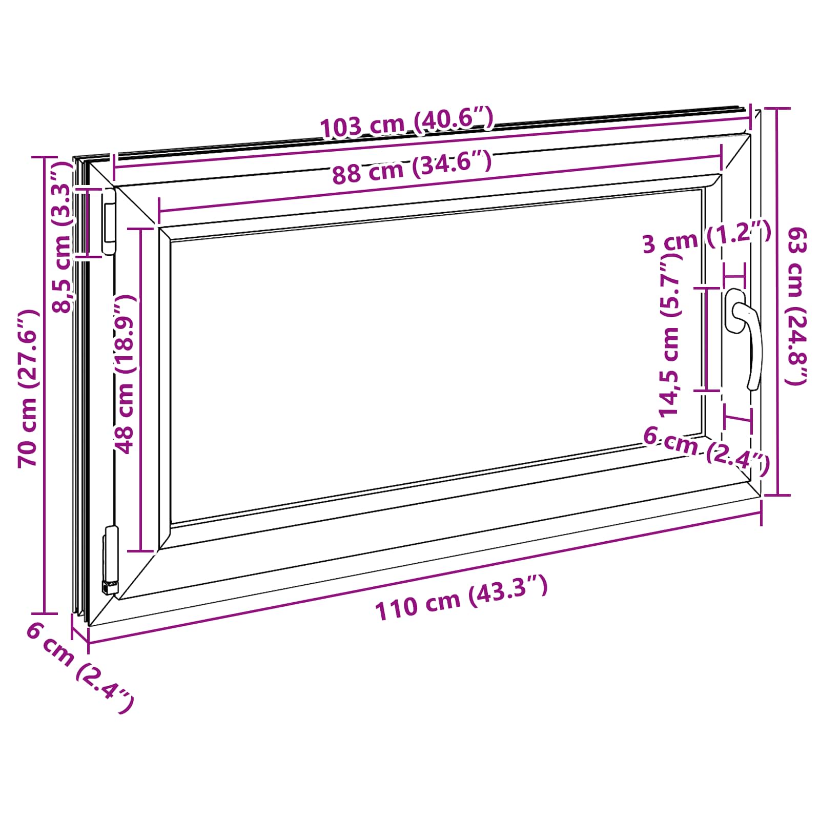 Kelderraam RISOR 110 x 70 cm PVC en glas Antracietkleurig is nu te koop bij PeponiXL, paradijselijk wonen!
