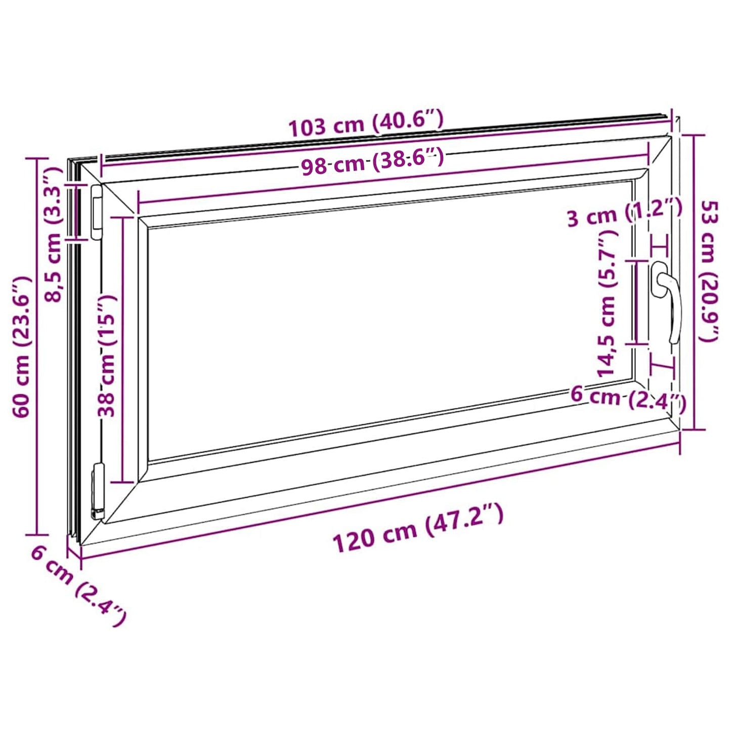 Kelderraam RISOR 120 x 60 cm PVC en glas Antracietkleurig is nu te koop bij PeponiXL, paradijselijk wonen!