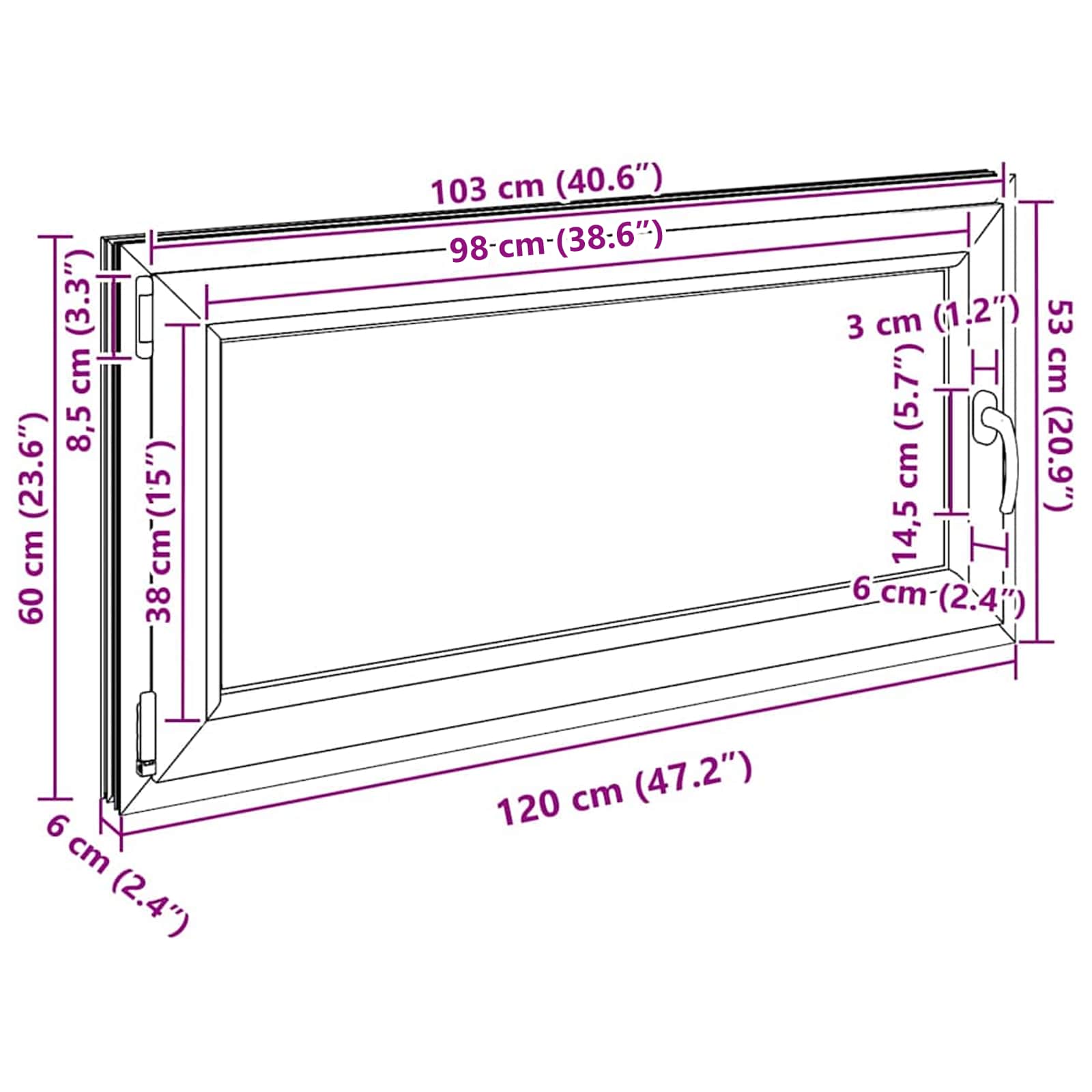Kelderraam RISOR 120 x 60 cm PVC en glas Antracietkleurig is nu te koop bij PeponiXL, paradijselijk wonen!