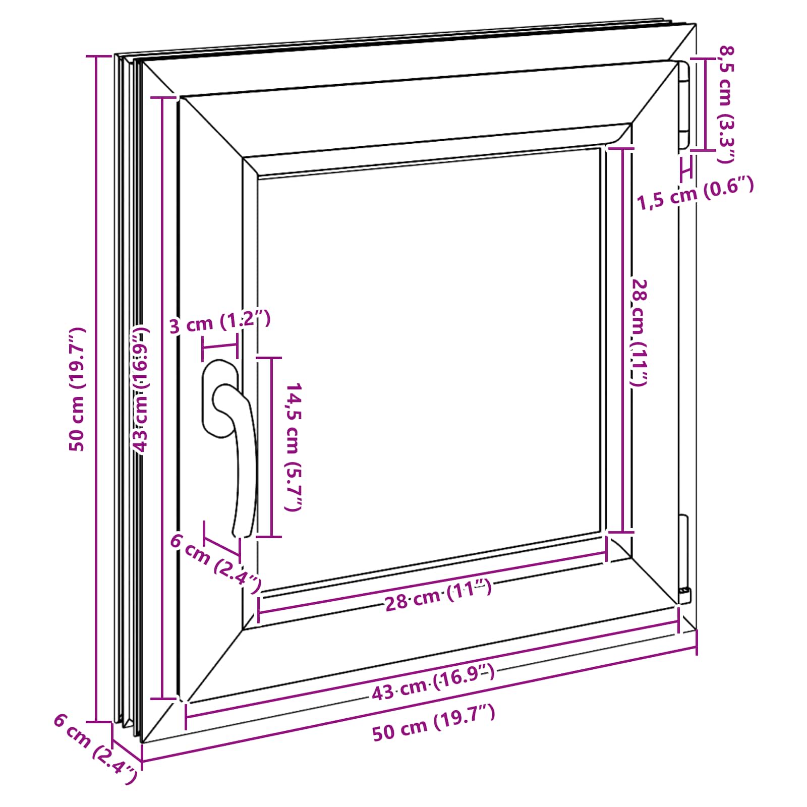 Kelderraam RISOR 50 x 50 cm PVC en glas Antracietkleurig is nu te koop bij PeponiXL, paradijselijk wonen!