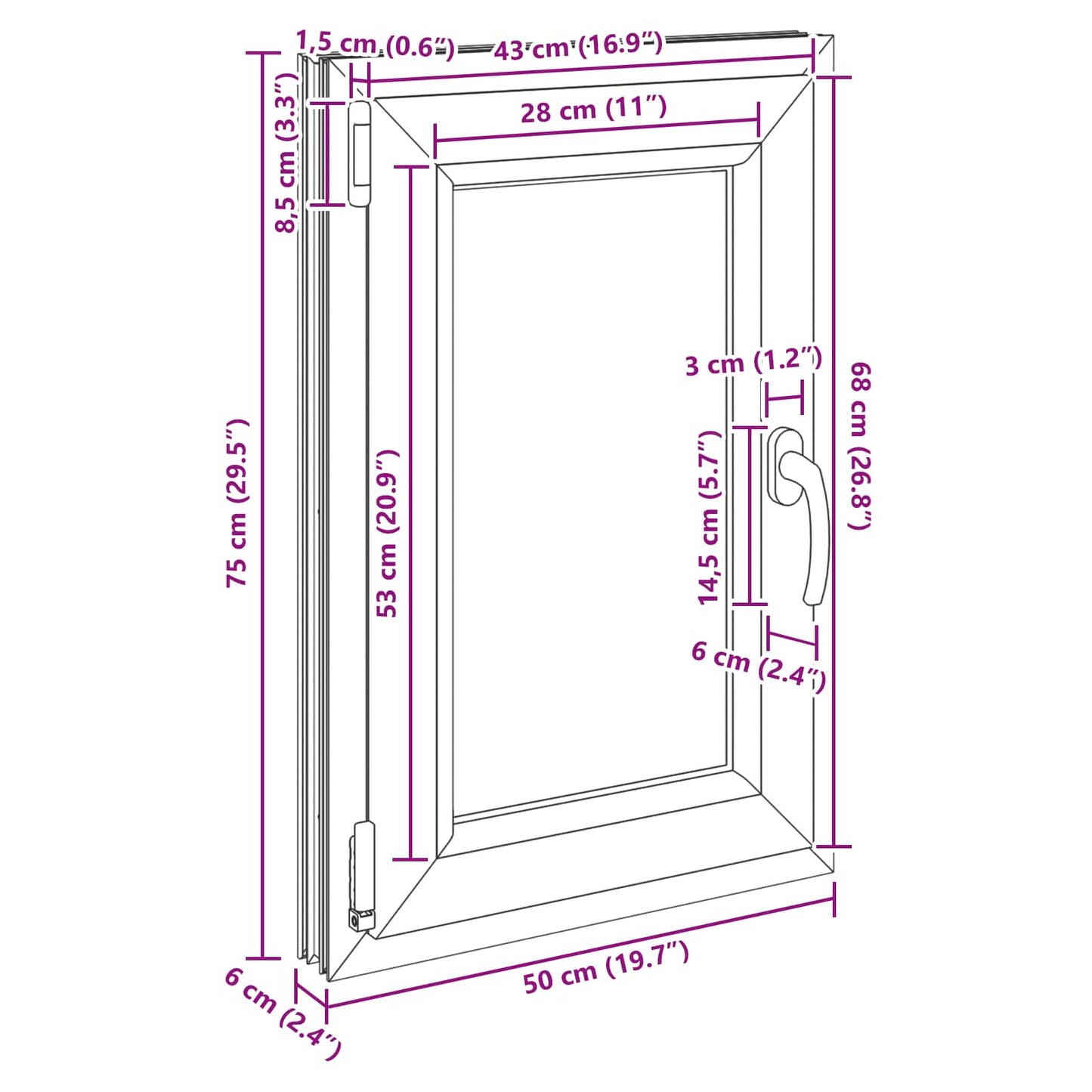 Kelderraam RISOR 50 x 75 cm PVC en glas Antracietkleurig is nu te koop bij PeponiXL, paradijselijk wonen!