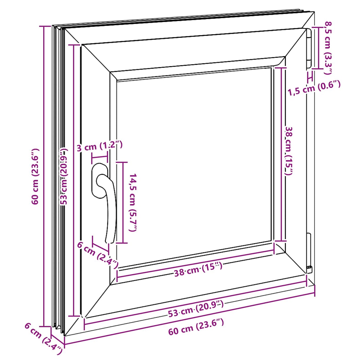 Kelderraam RISOR 60 x 60 cm PVC en glas Antracietkleurig is nu te koop bij PeponiXL, paradijselijk wonen!