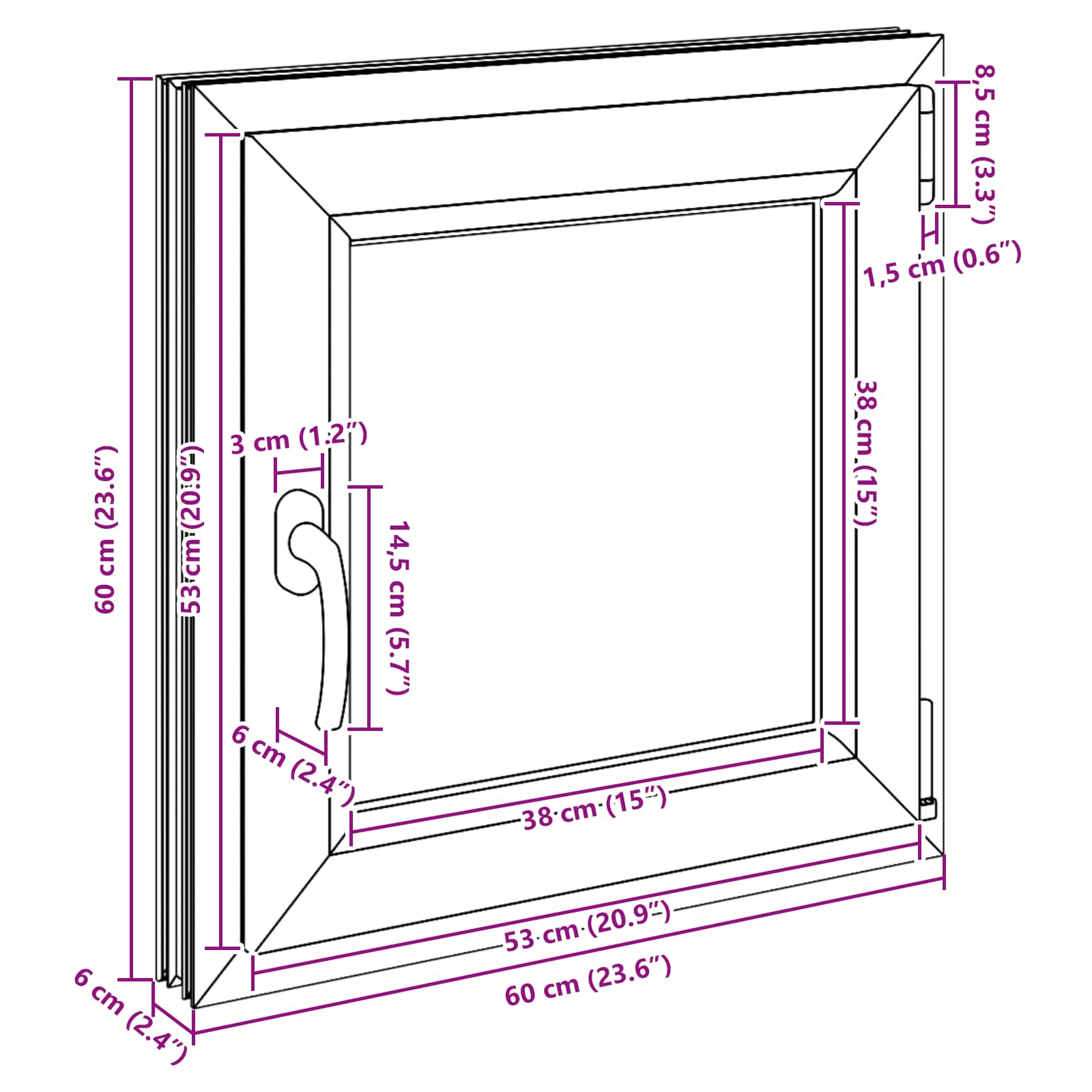Kelderraam RISOR 60 x 60 cm PVC en glas Antracietkleurig is nu te koop bij PeponiXL, paradijselijk wonen!