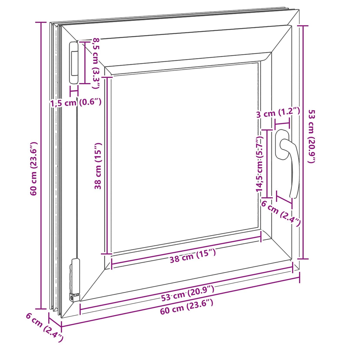 Kelderraam RISOR 60 x 60 cm PVC en glas Antracietkleurig is nu te koop bij PeponiXL, paradijselijk wonen!