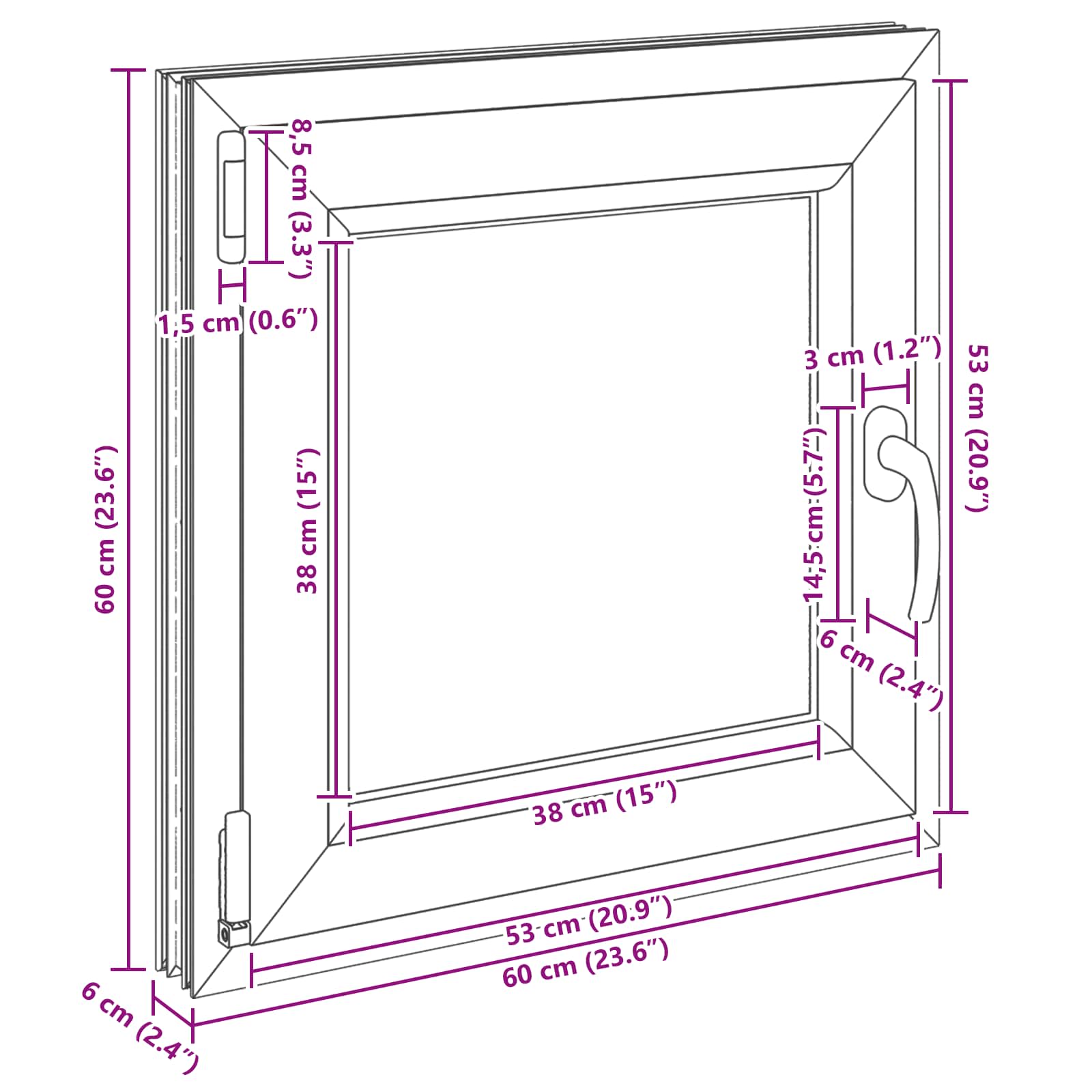 Kelderraam RISOR 60 x 60 cm PVC en glas Antracietkleurig is nu te koop bij PeponiXL, paradijselijk wonen!