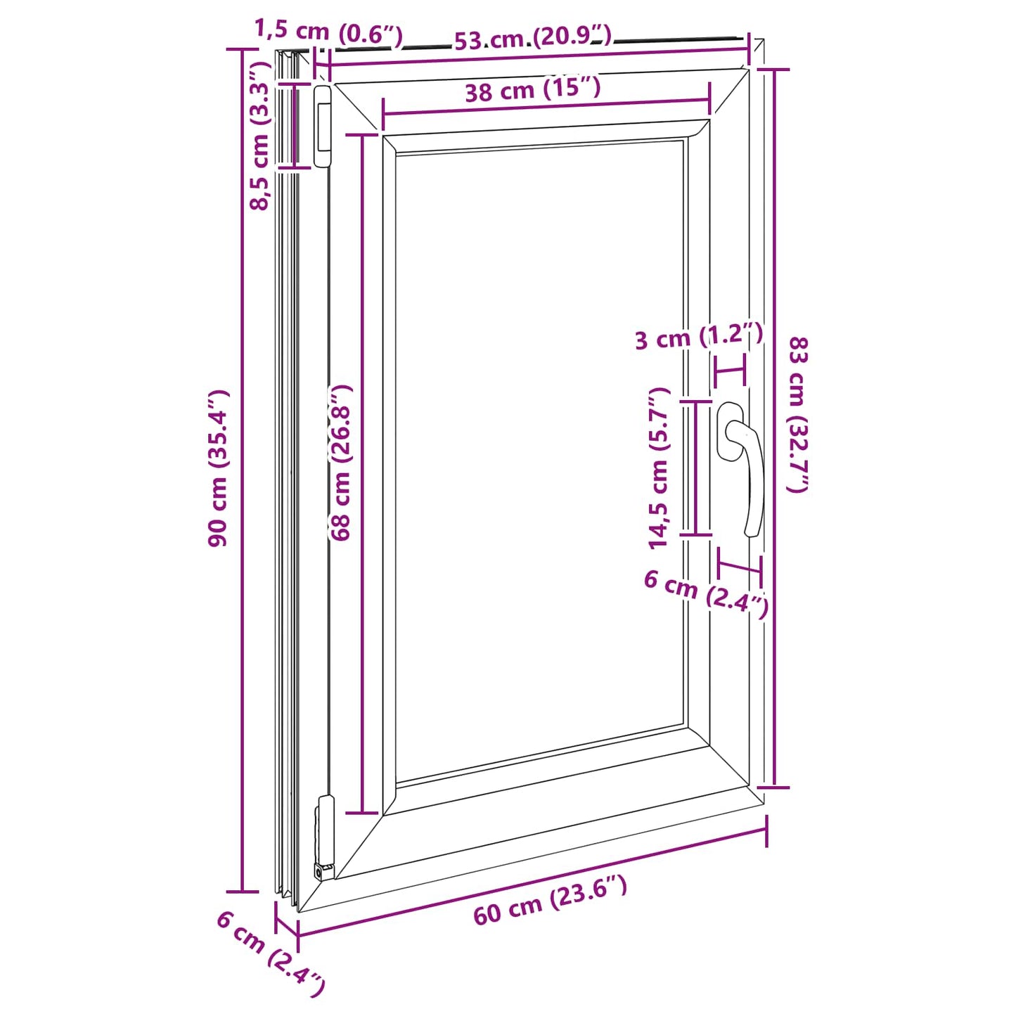 Kelderraam RISOR 60 x 90 cm PVC en glas Antracietkleurig is nu te koop bij PeponiXL, paradijselijk wonen!