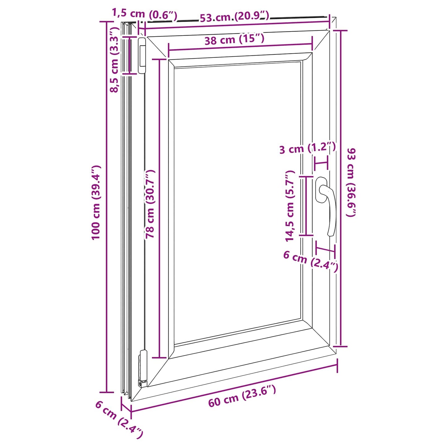 Kelderraam RISOR 60 x 100 cm PVC en glas Antracietkleurig is nu te koop bij PeponiXL, paradijselijk wonen!