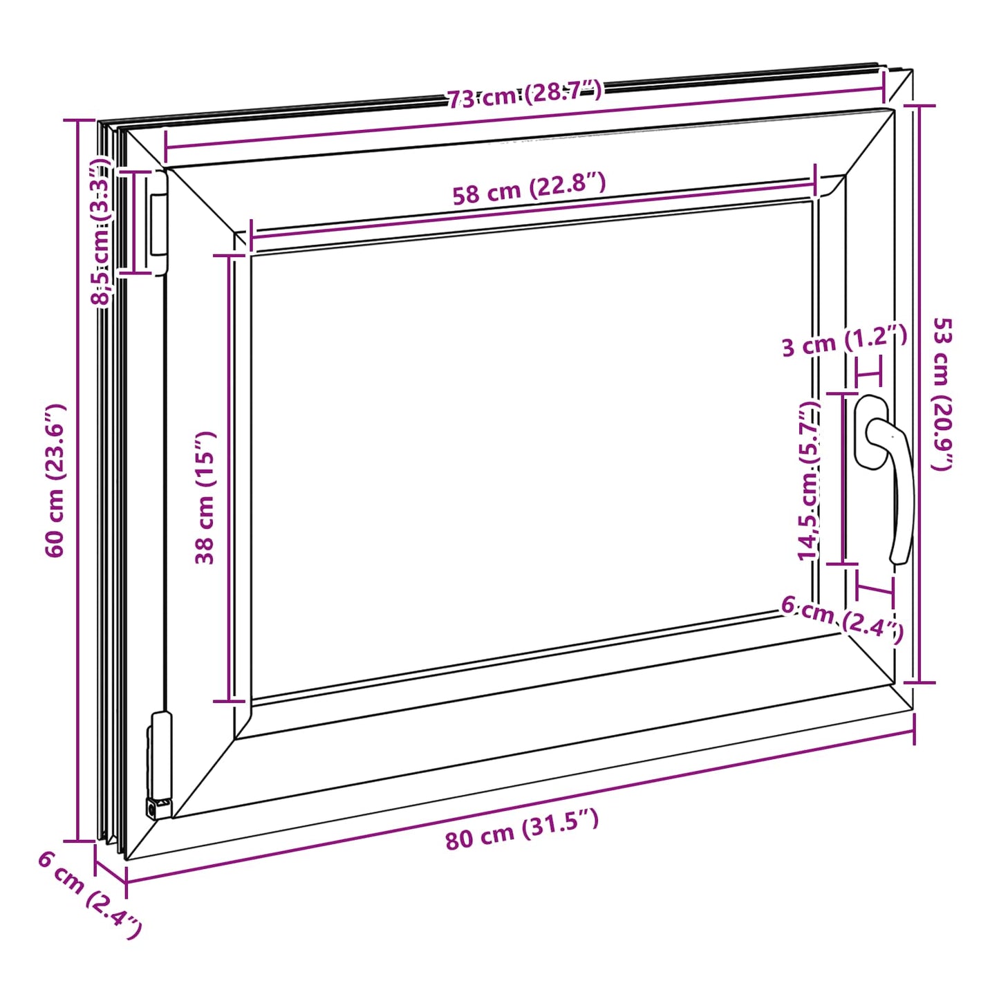 Kelderraam RISOR 80 x 60 cm PVC en glas Antracietkleurig is nu te koop bij PeponiXL, paradijselijk wonen!
