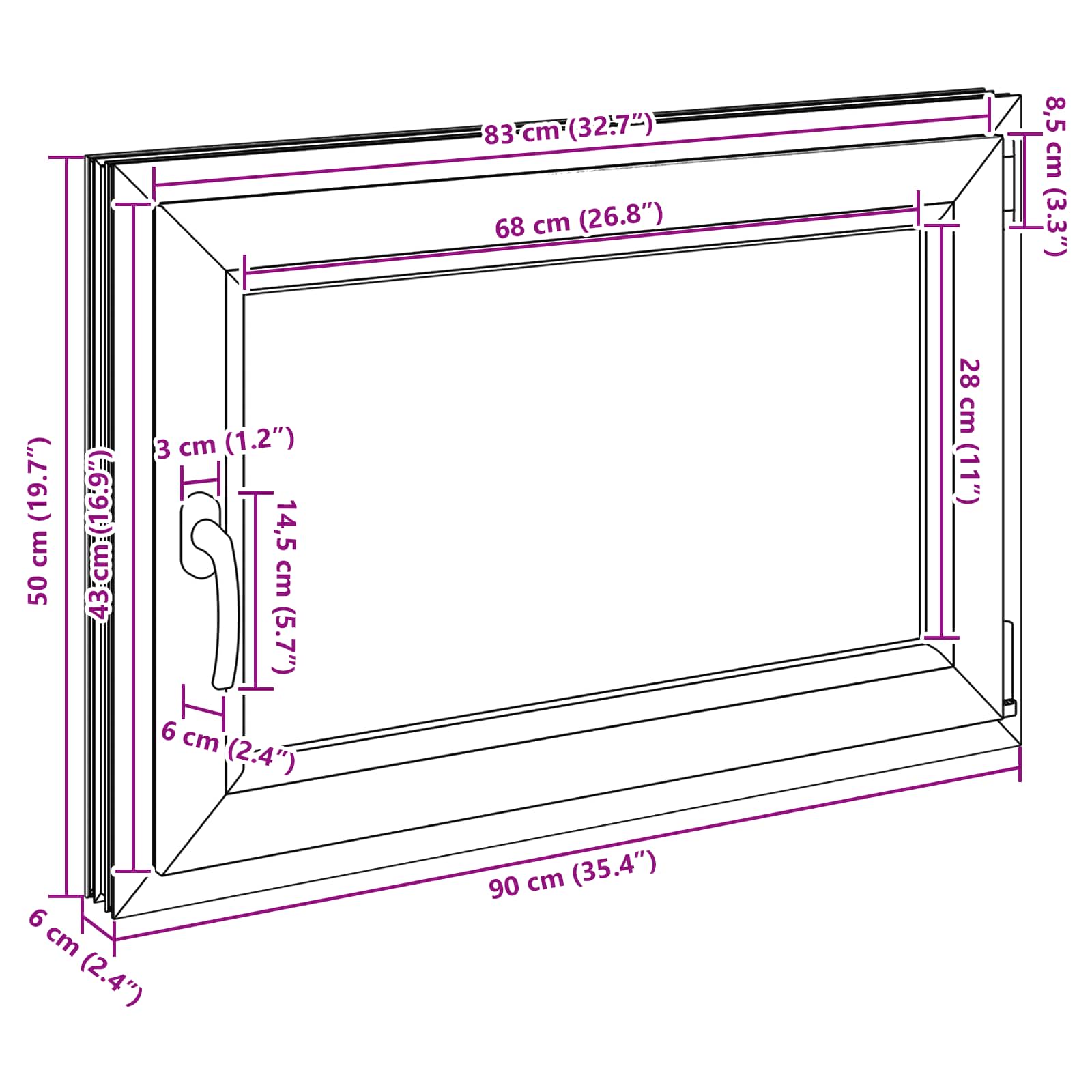 Kelderraam RISOR 80 x 70 cm PVC en glas Antracietkleurig is nu te koop bij PeponiXL, paradijselijk wonen!