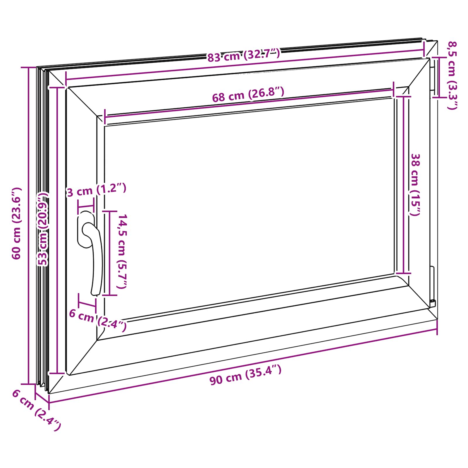 Kelderraam RISOR 90 x 50 cm PVC en glas Antracietkleurig is nu te koop bij PeponiXL, paradijselijk wonen!
