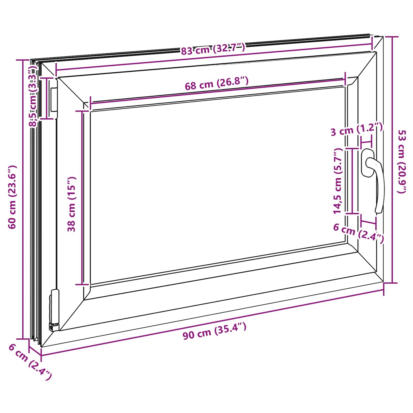 Kelderraam RISOR 90 x 60 cm PVC en glas Antracietkleurig is nu te koop bij PeponiXL, paradijselijk wonen!
