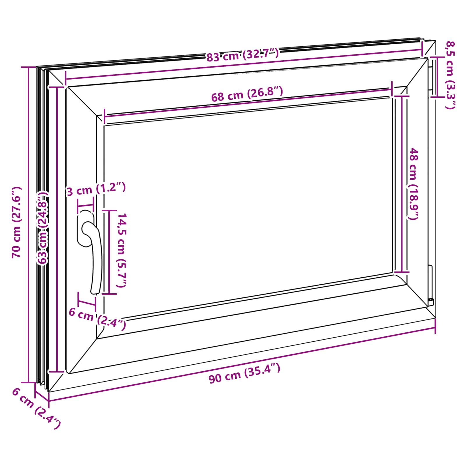 Kelderraam RISOR 90 x 60 cm PVC en glas Antracietkleurig is nu te koop bij PeponiXL, paradijselijk wonen!