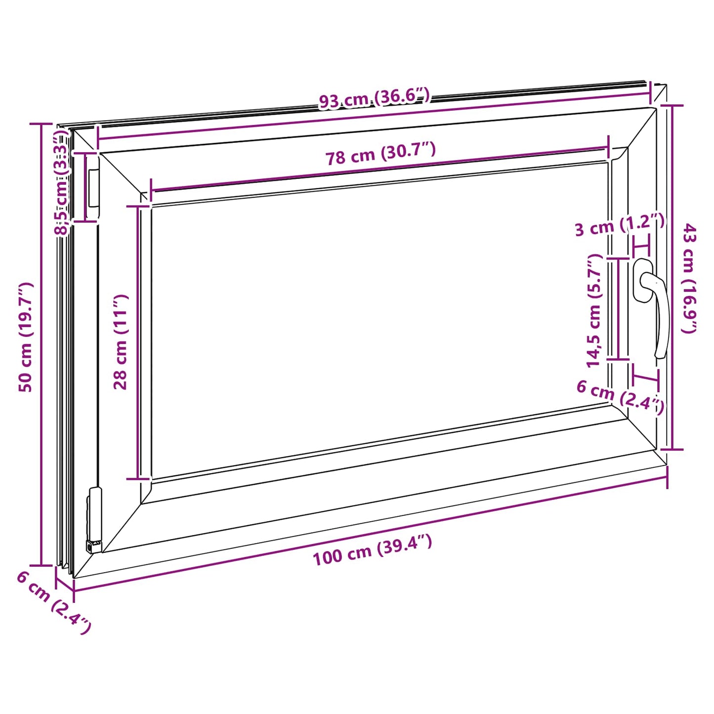 Kelderraam RISOR 100 x 50 cm PVC en glas Antracietkleurig is nu te koop bij PeponiXL, paradijselijk wonen!