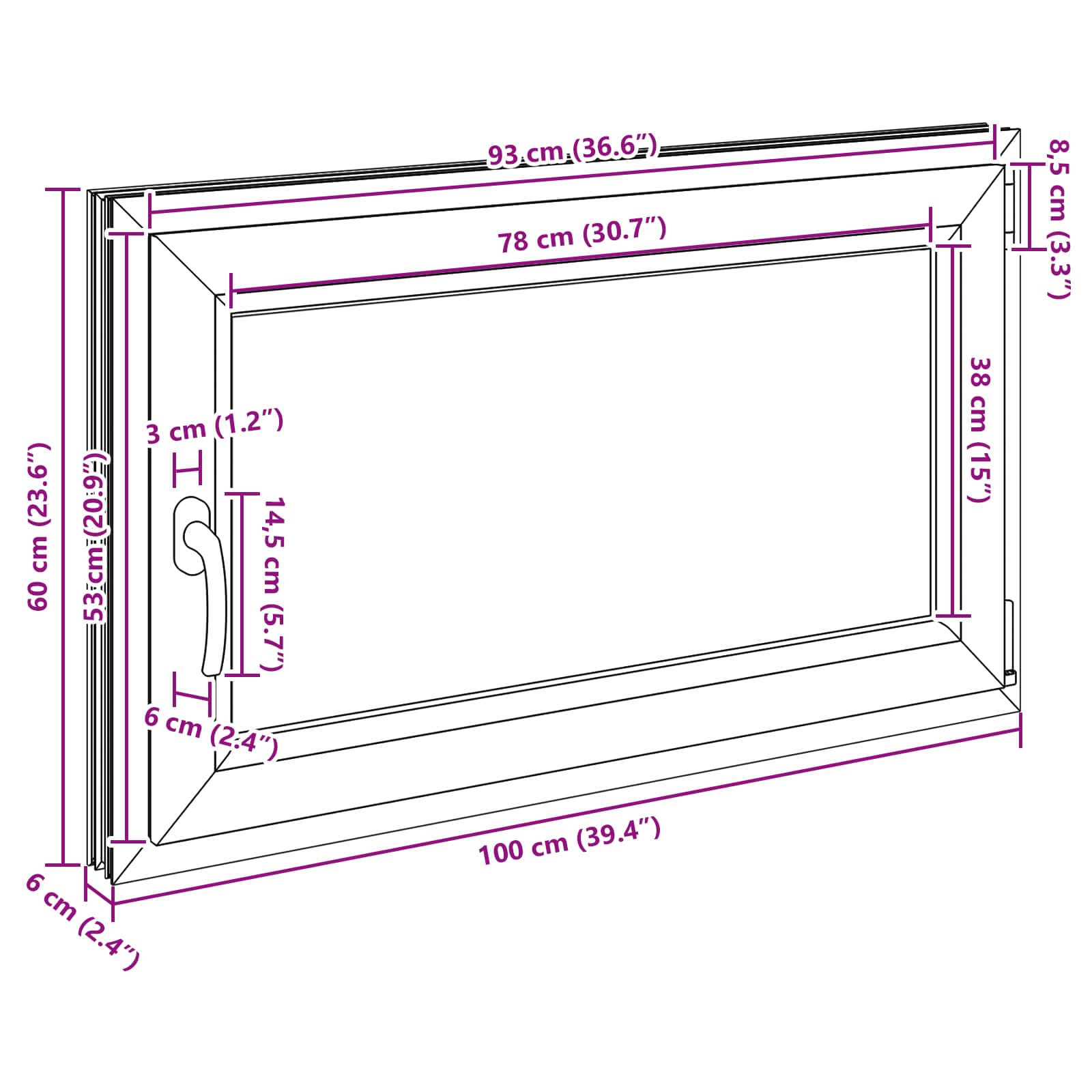 Kelderraam RISOR 100 x 60 cm PVC en glas Antracietkleurig is nu te koop bij PeponiXL, paradijselijk wonen!